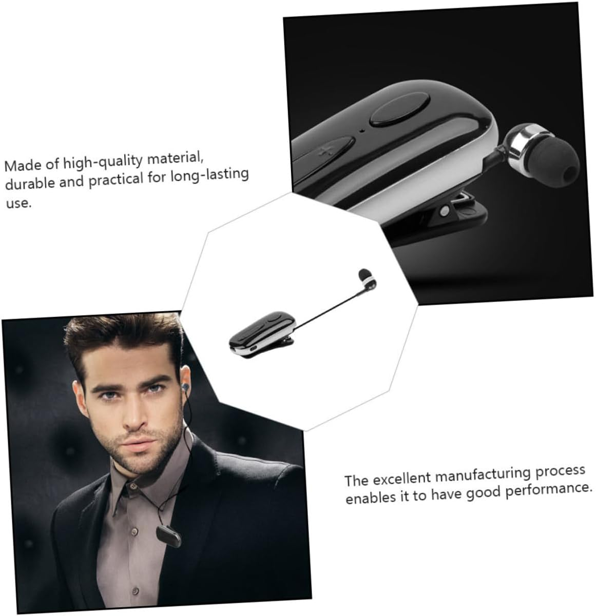 Jojofuny Wireless Headset Earbud for Sports Professional Clip Earbud Wireless Headphone Stretchable Cord for Exercise image number 3