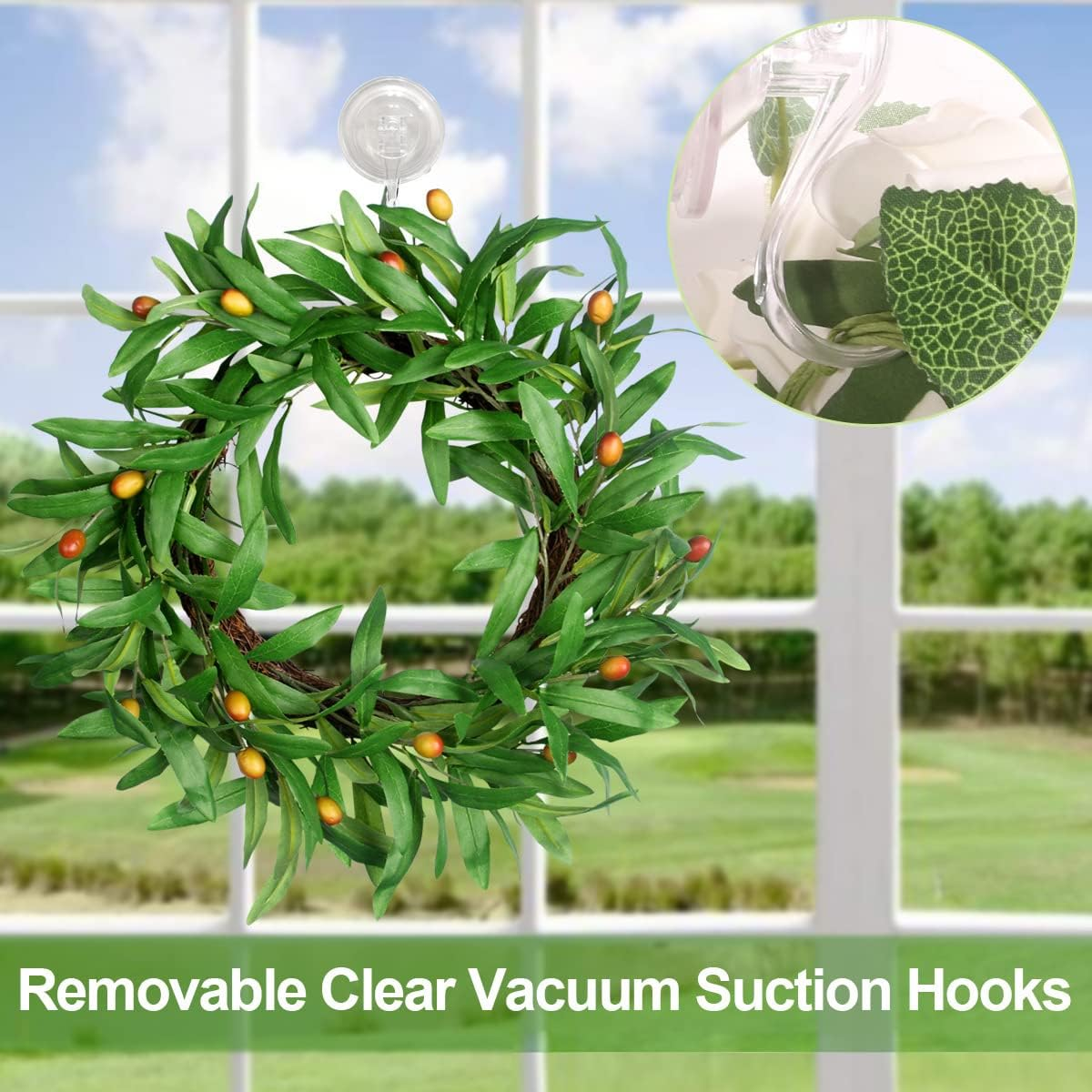 Suction Cup Heavy-Duty Hook，Large Clear Reusable Wreath Vacuum Suction Cup，Use for Windows Tiles Glass Smooth Doors and Mirrors to Hang Bags Coats Umbrellas Kitchenware and Christmas Wreaths (2 PCS)