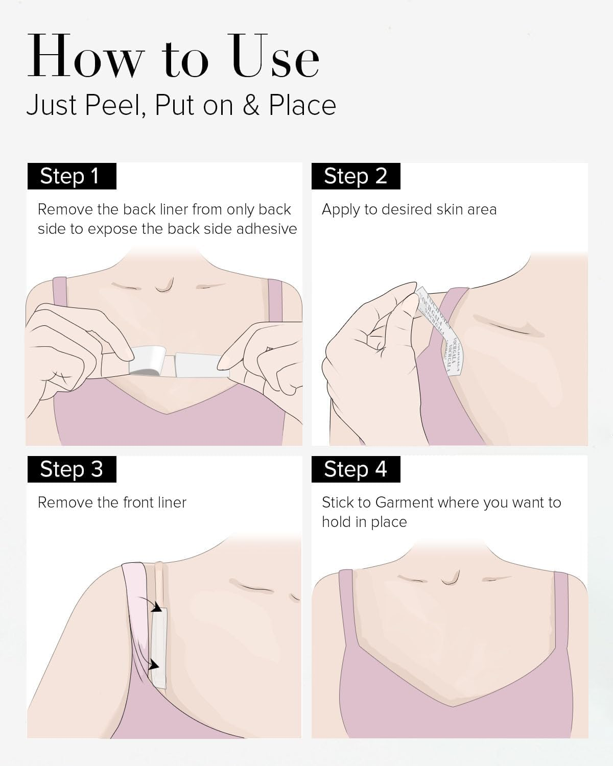 Double Sided Cloth Tape, Fashion Tape for Women, Body Tape - Clothing Tape to Keep Clothes in Place,All Day Strength Tape Adhesive, Invisible and Clear Tape for Sensitive Skins(50 Strips) image number 2