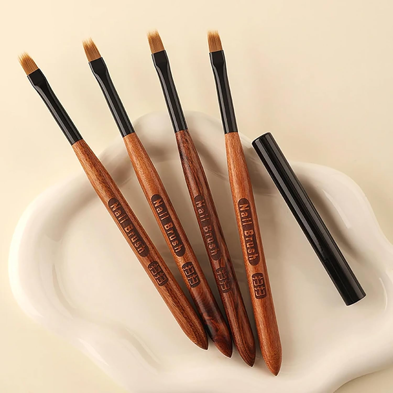 JFIYUOMCI Ombre Nail Brush (Thicken), Precise Gradient & Lace Nail Art Painting Brushes Pen, Acrylic Ombre Brush for Nails, Mahogany Manicure Design Tool for DIY & Salon Gel Polish image number 2