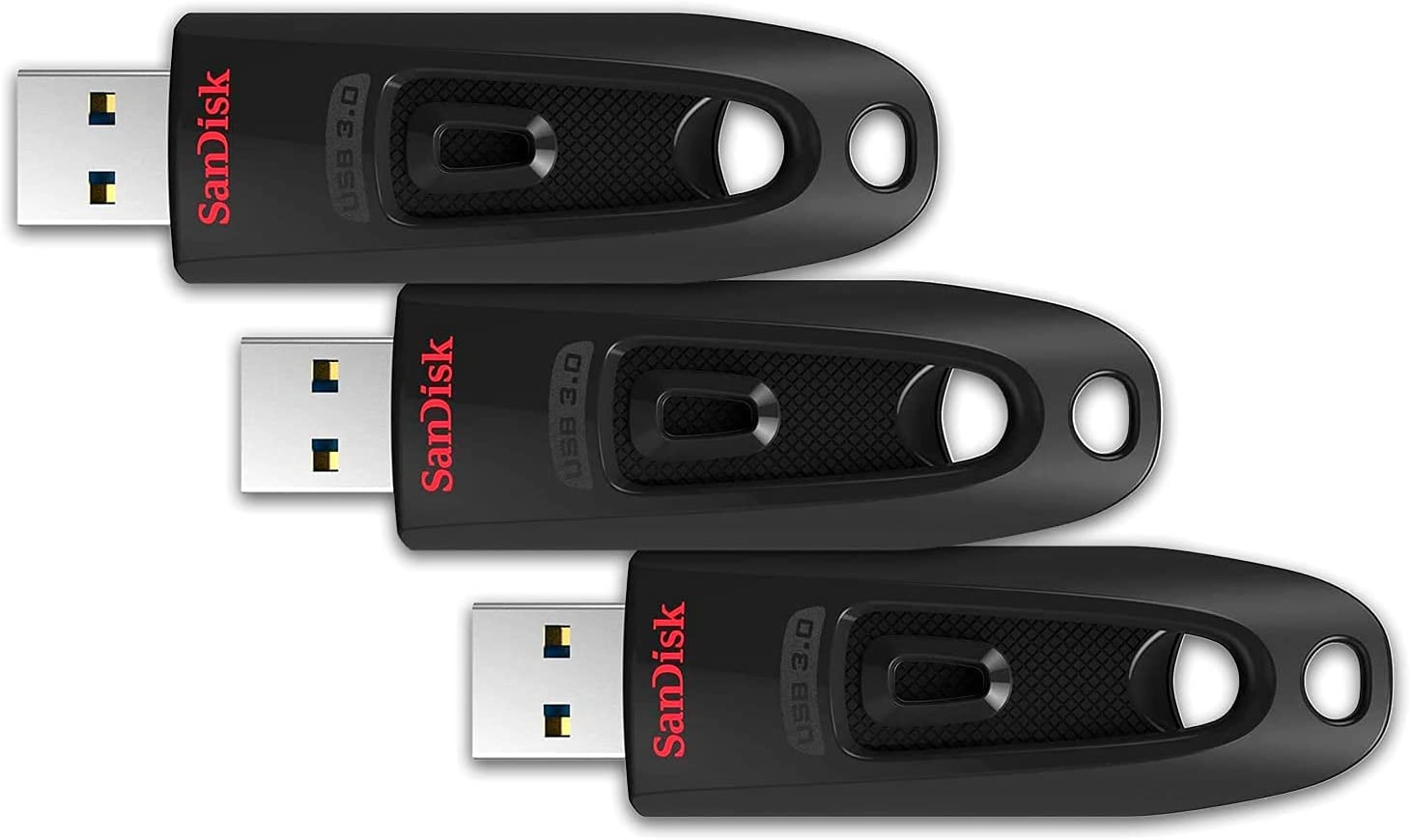 Sandisk 32GB Ultra USB 3.0 Flash Drive, USB Stick, Memory Stick with Transfer Speeds up to 130Mb/S, Password Protection, Rescuepro Deluxe Software for Data Recovery, Triple Pack, Black image number 2