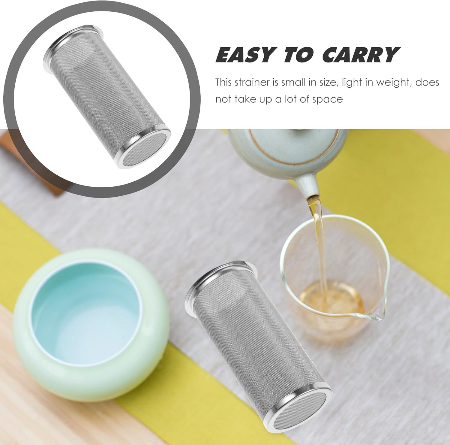 MOLUCKFU 304 Stainless Steel Coffee Filter Basket 8X15Cm Mesh Fruit Juice Strainer Tea Infuser Replacement for Home Brewing