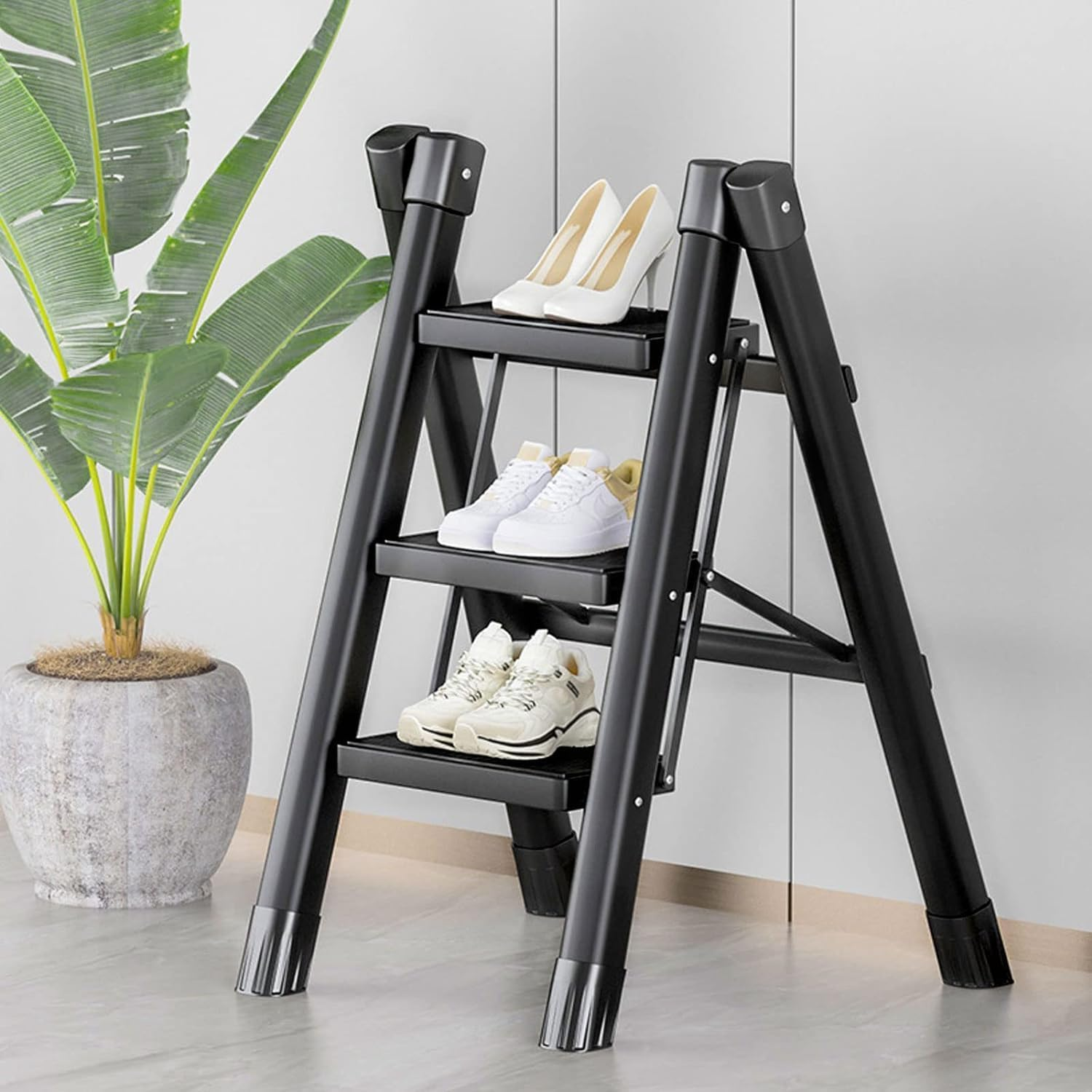 Step Ladder 3 Step Folding,Lightweight Portable Folding Step Stool with Anti-Slip Sturdy and Wide Pedal,330Lbs Load Step Stools, Safer Step Ladder for Home/Kitchen,Small Foldable Step Stool image number 2