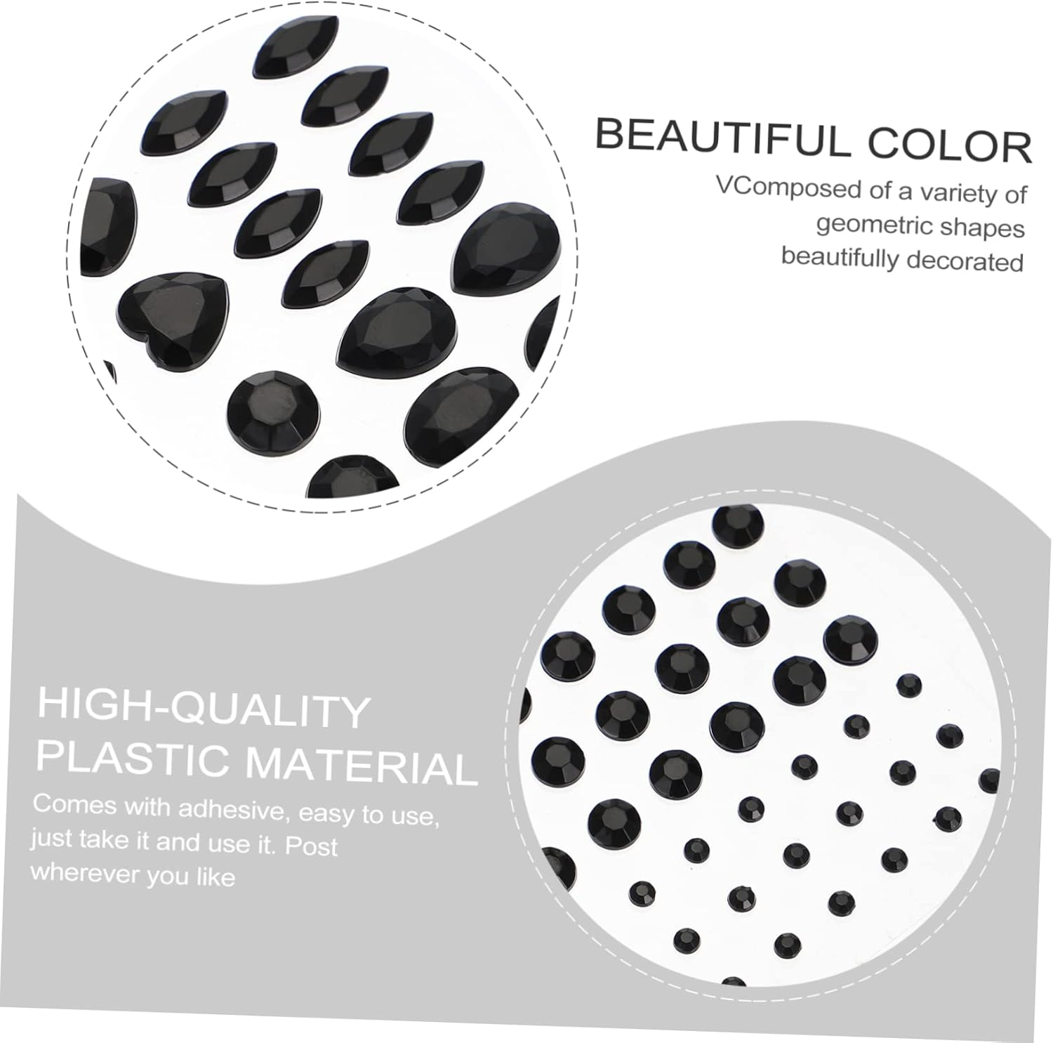 ABOOFAN 6 Sheets Rhinestone Acrylic Stickers for DIY Crafts Black Shiny Decorative Adhesive 3D Stickers for Home Decor and Art Projects image number 6