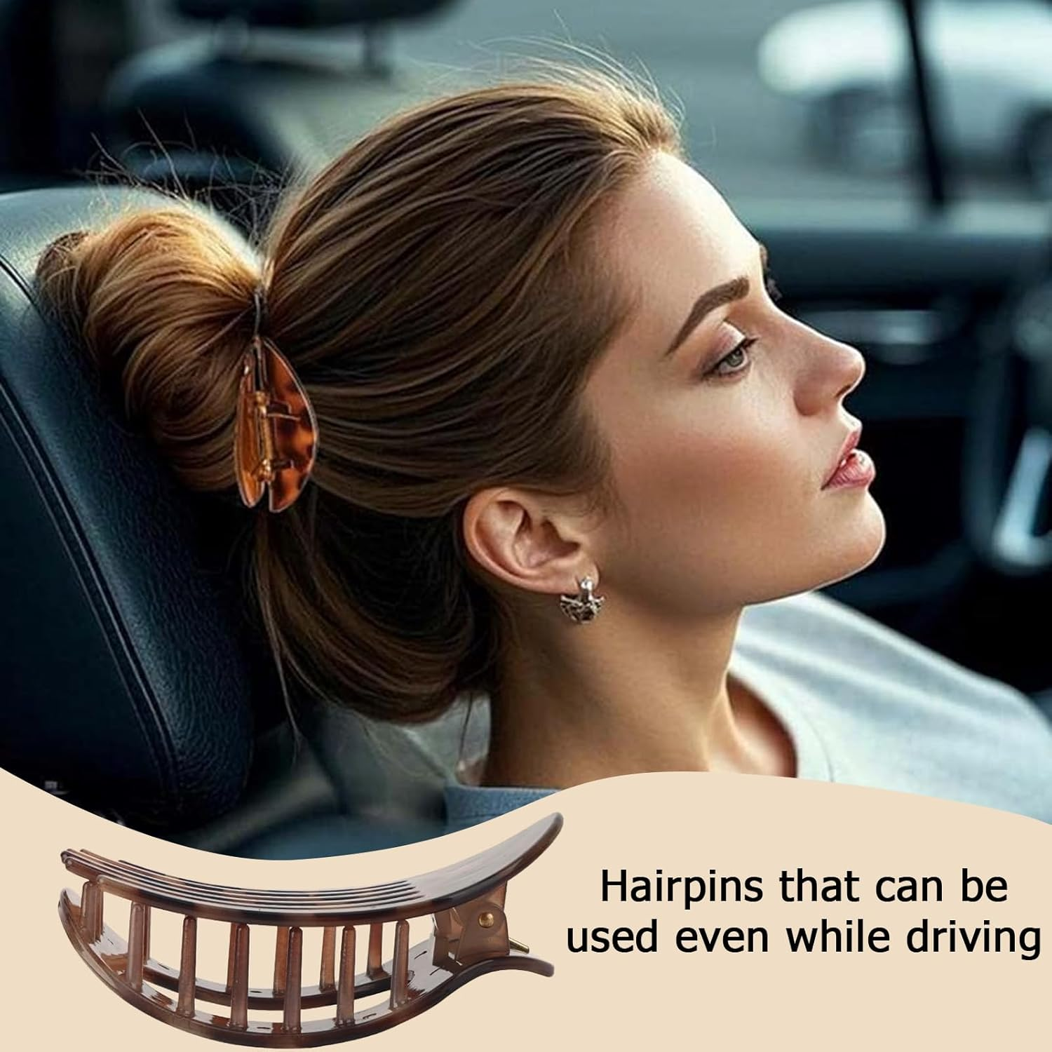 5 Pcs Flat Hair Clips French round Lay down Claw Clips for Women, Duckbill Design Strong Hold Clip, Flat Claw Barrettes for Thick/Thin Hair, Comfortable for Driving/Lying, Stylish Hair Accessories (5) image number 5