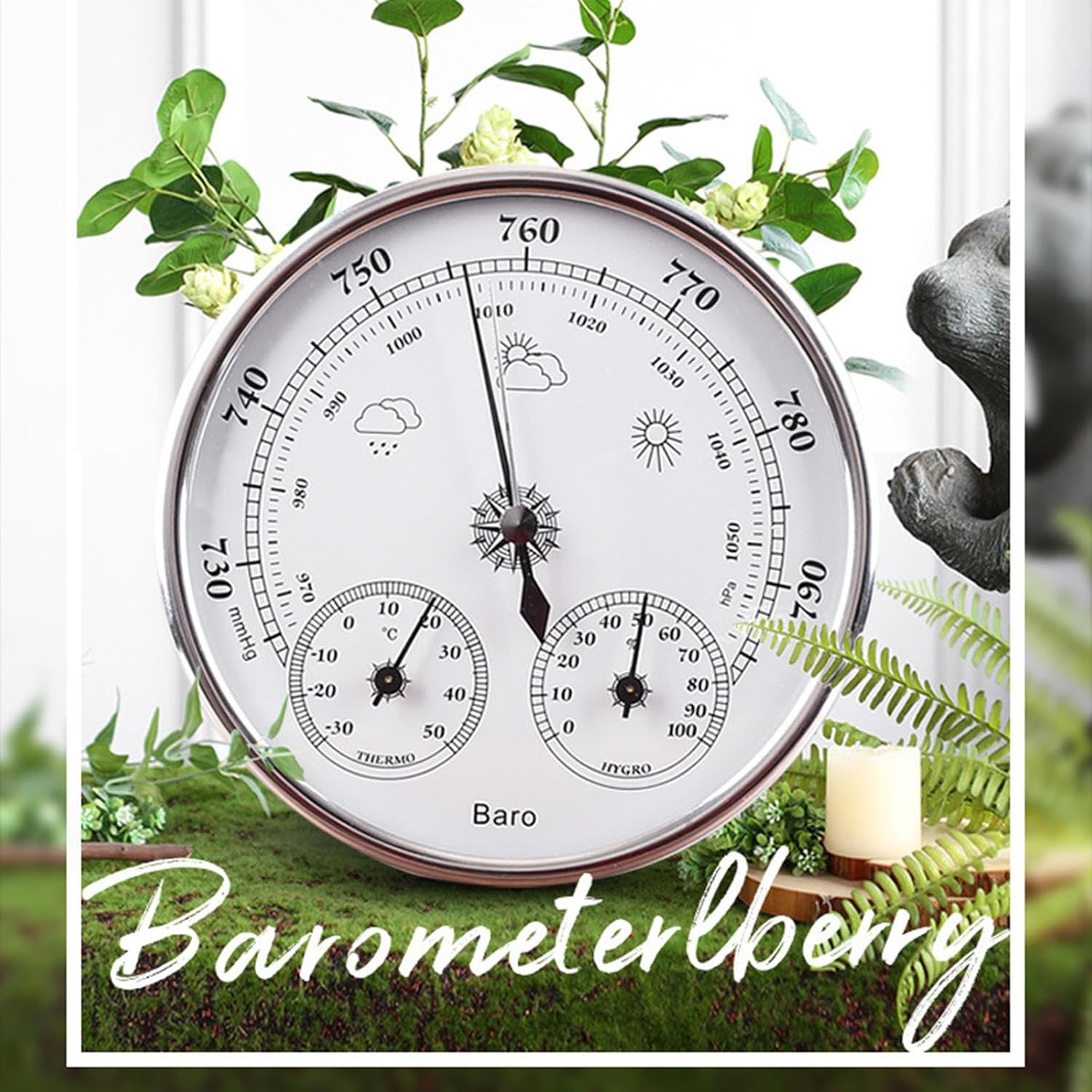 Barometer,Outdoor Barometer,Barometer Thermometer Hygrometer,5 in Analog Weather Station,3 in 1 Barometers for the Home Wall,Weather Barometer,For Living Room,Terrace,Office Wall Decor image number 1