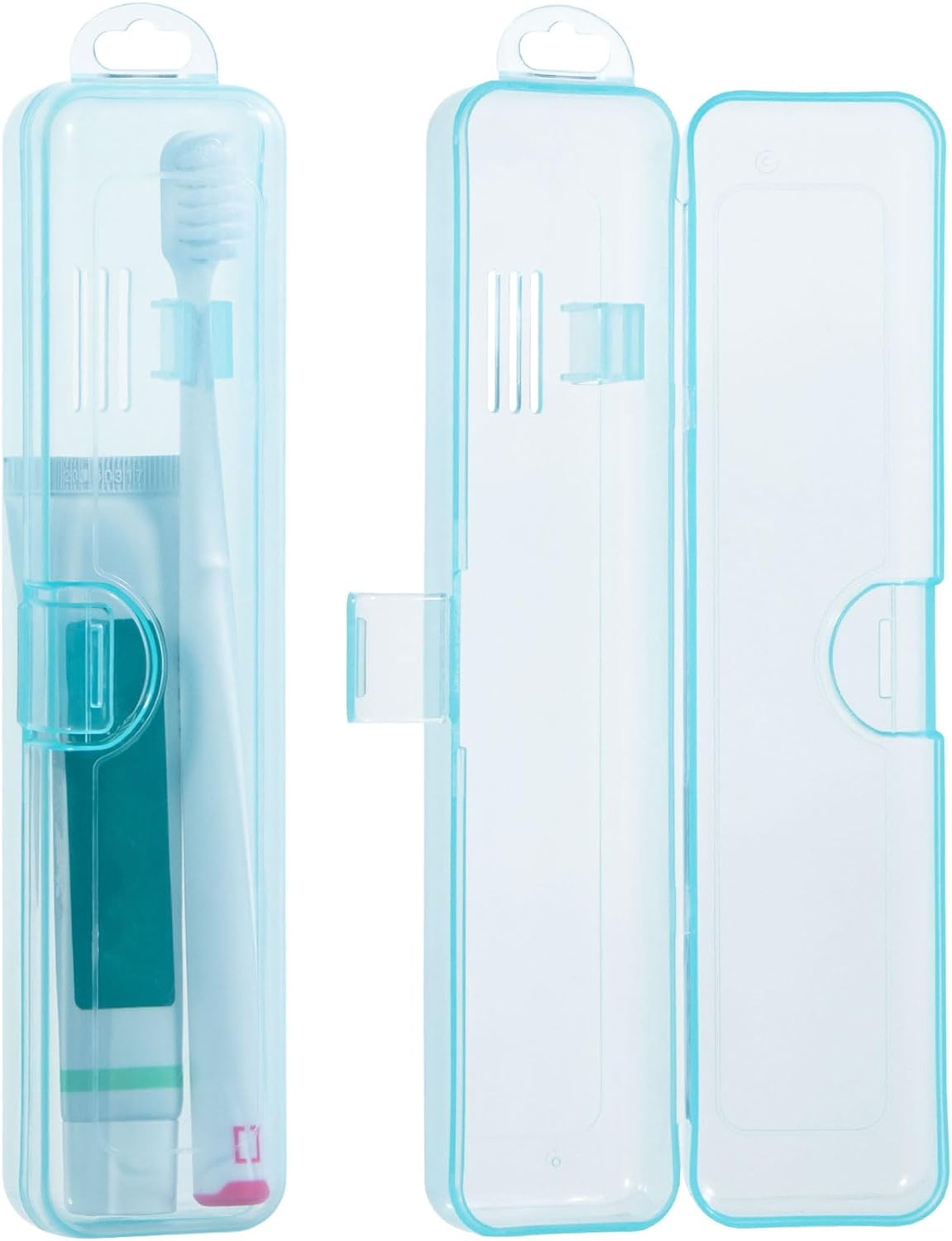 Yeeco Toothbrush Case 2 Packs, Transparent Black Toothbrush Travel Case, Plastic Toothbrush Holder Travel Size, 7.87 X 1.85 X 1.18 Inches Portable Toothbrush Case for Traveling