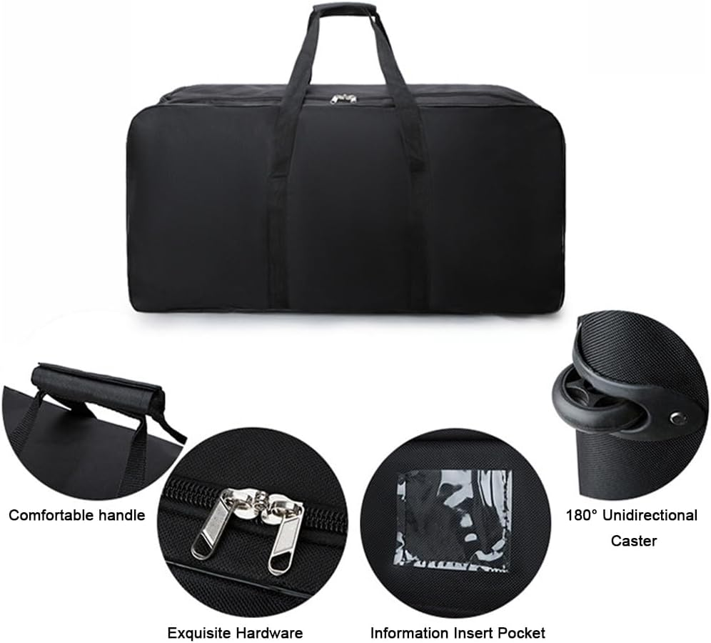 HHWRT Duffel Bag Wheels Rolling Deployment Wheeled Military, Suitcase Heavy-Duty Extra Military Travel Bag Large Deployment Bag Capacity Black image number 4