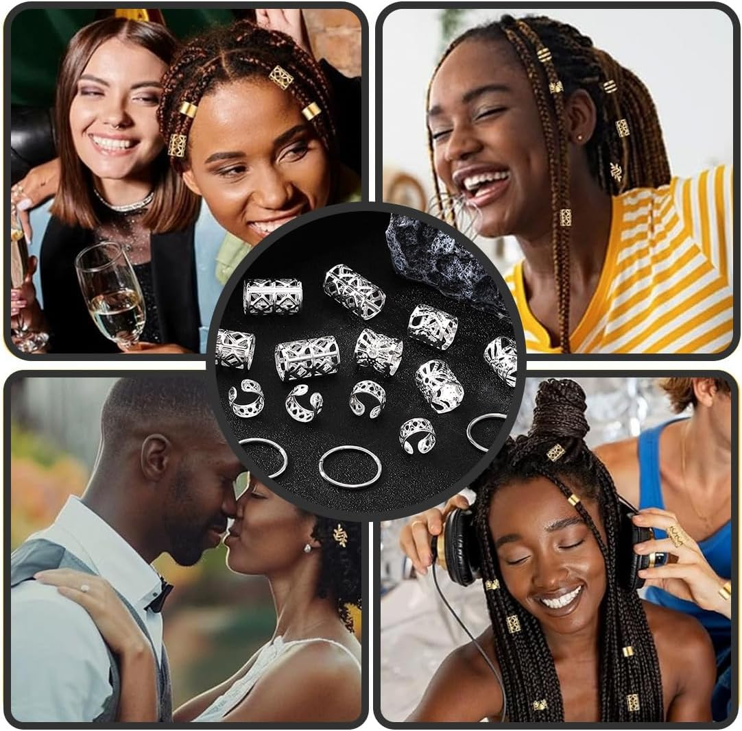 80 Pieces Silver Hair Accessories for Braids, Jewellery for Hair, Cuff Clips for Dreadlock Accessories, Hair Spiral Clips Hair Accessories for Dreadlocks for Men, Women, Girls and Boys Braids image number 4