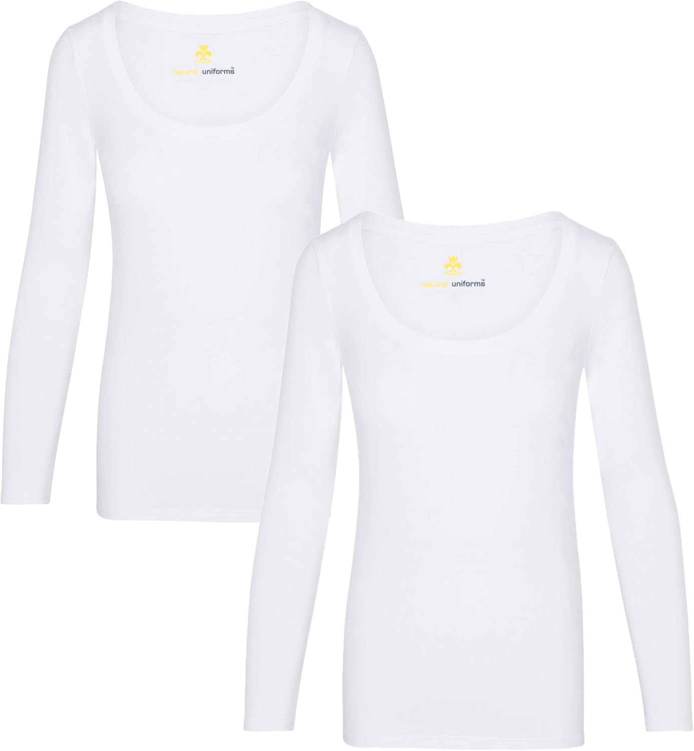 Natural Uniforms Women'S Long Sleeve Extra Wide Scoop-Neck T-Shirt under Scrub