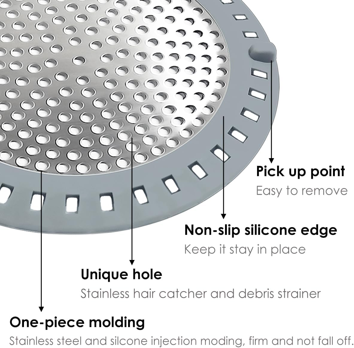 Drain Hair Catcher, Shower Hair Drain Catcher, Shower Drain Cover, Bathtub Drain Strainer, Tub Hair Catcher, Bathroom Sink Strainer Hair Trap Filter, Bathroom Drain Defender, Flat, Round image number 4