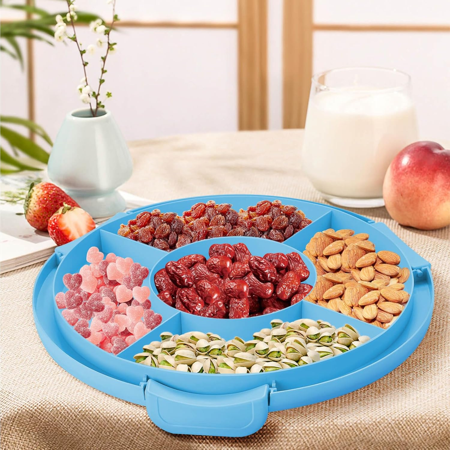 10 Inch Cake Carrier Stand round Holder Storage with Lid and Handle for Transport Storage Container Tray Cake Cover Stand Cupcake Containers Keeper Kitchen Cooking Box Large1Pack (Blue) - Blue image number 5