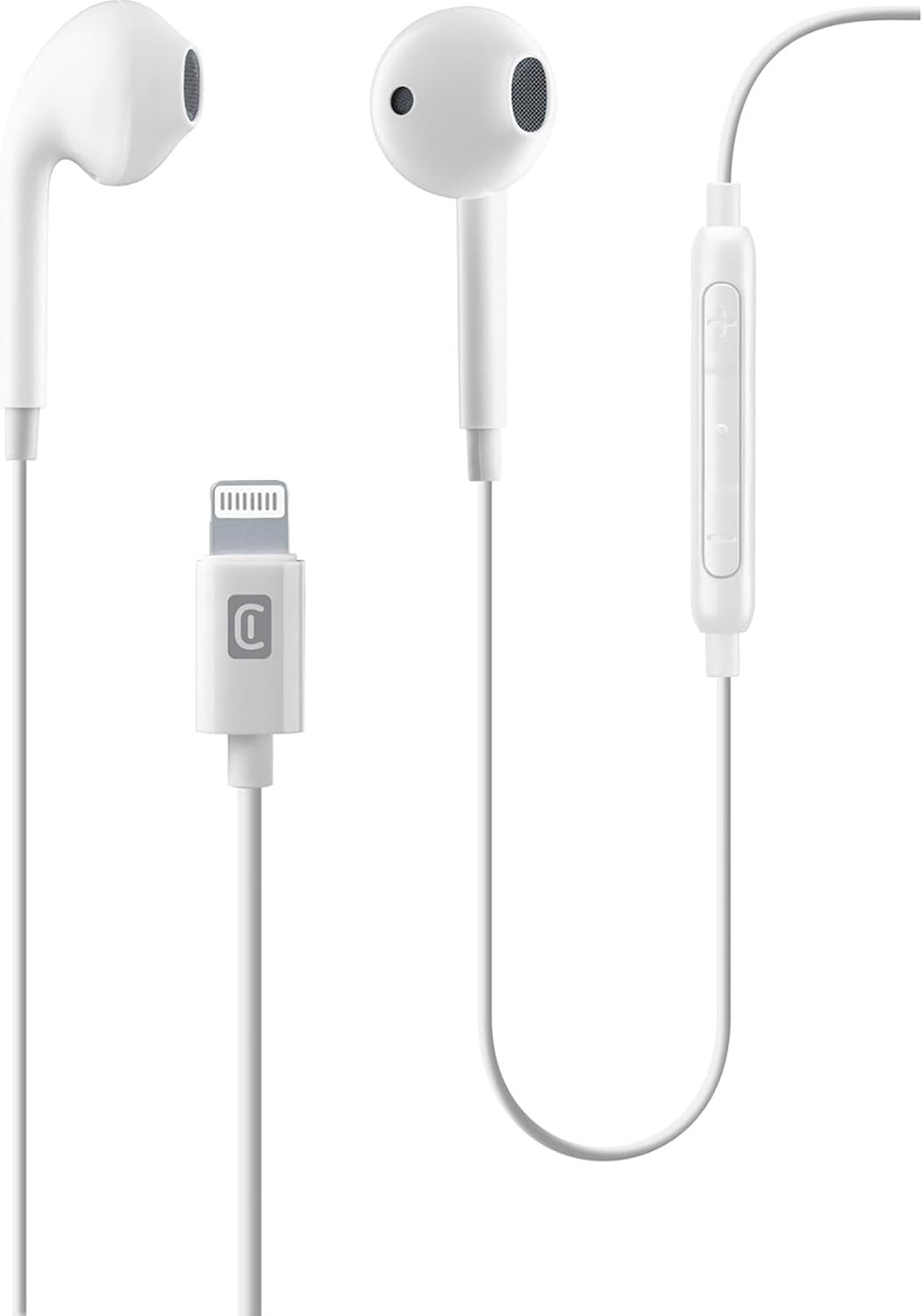 Cellularline | Eagle | Capsule Headphones with Wired and Microphone - Lightning Connector - White Colour