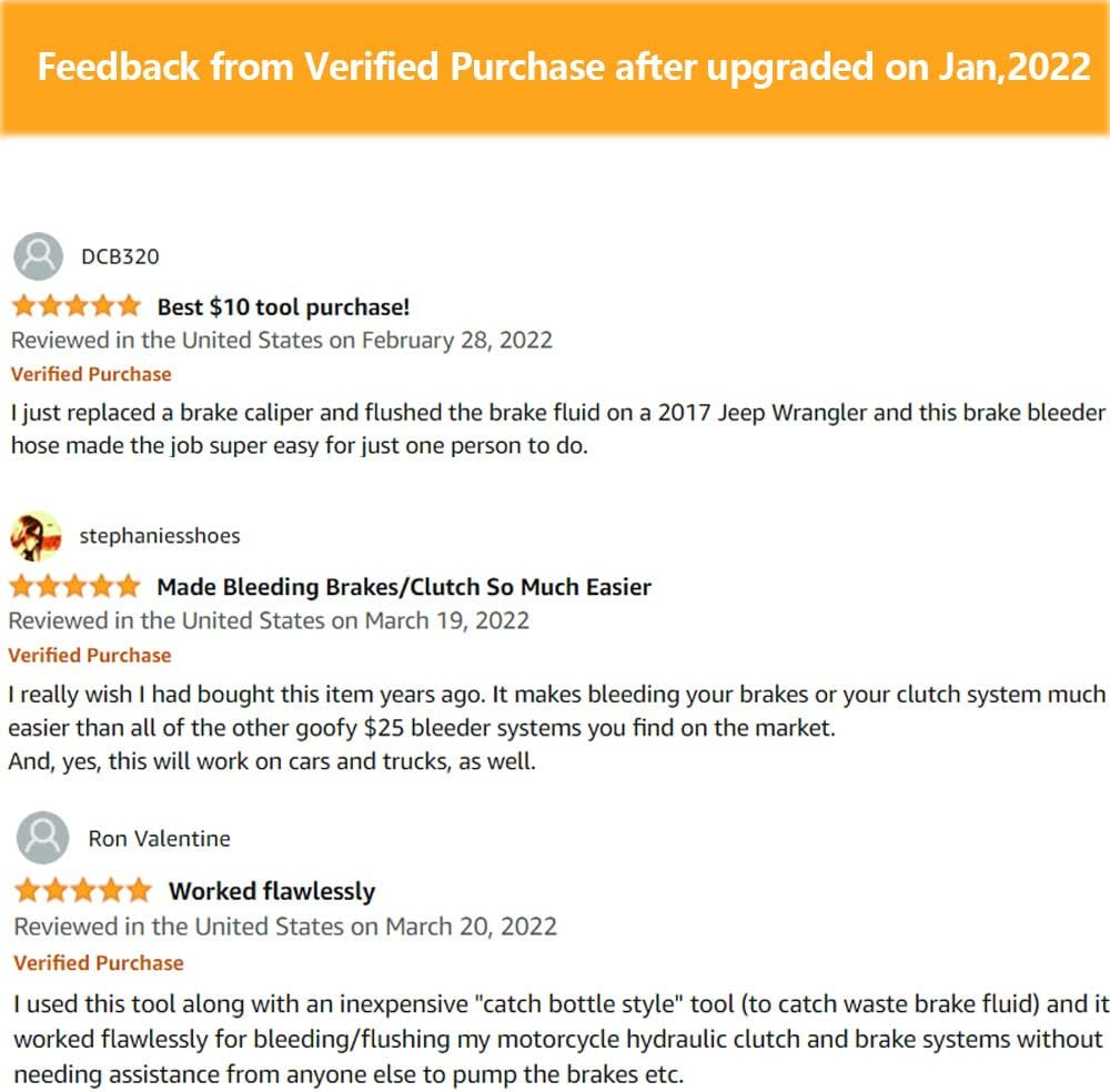 Vbaxy Brake Bleeder Hose- One Way Check Valve Tube Bleeding Tool Kit for Motorcycle Clutch image number 2