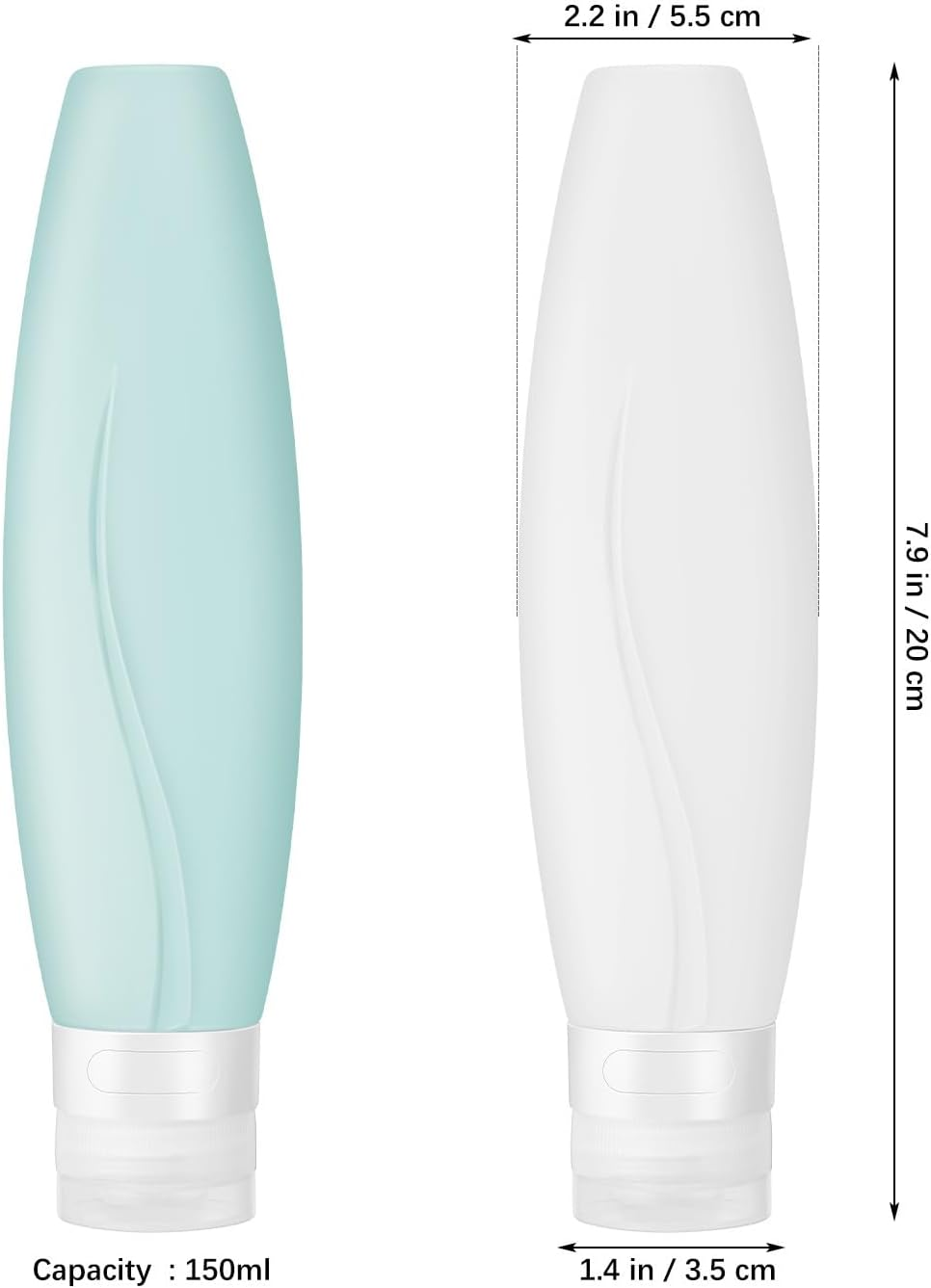 Iplusmile Travel Toiletry Bottles Set 150Ml Silicone Refillable Squeeze Bottles for Lotion Shampoo