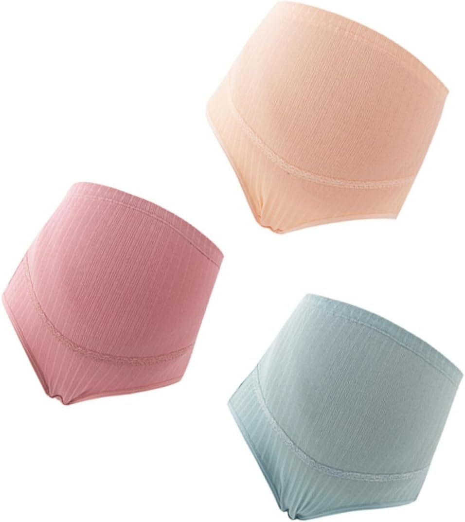 3Pcs XL High Waist Cotton Maternity Panties Soft Breathable Stretchy Underwear with Stomach Support for Pregnant Women Adjustable Comfortable Pregnancy Bump Lift image number 4