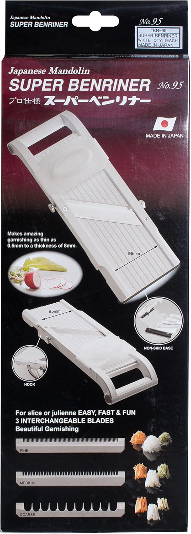 Benriner BN95 Professional Series Vegetable Slicer, 95Mm, White, 95W image number 5