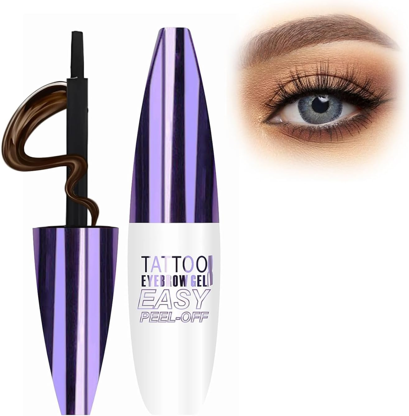 Peel off Eyebrow Tinting Gel Kit- Dark Brown/Light Brown/Black Tattoo Eyebrow Gel Easy Peel Off,Waterproof Longlasting Peel off Eye Brow Tinted Glue,Up to 3 Days Brow Stain (01#Dark Brown, 1Pcs)