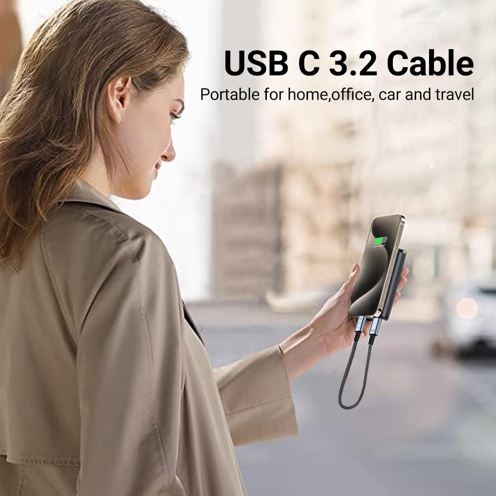 Short USB C to USB C Cable,10Gbps USB C 3.2 Cable 100W USB C Cable Fast Charging 8K Display Cable Type C Gen 3.2 Cord for Iphone 16 Pro Max/15 Macbook Pro Ipad Pixel 9/8 Galaxy S24 Switch image number 2