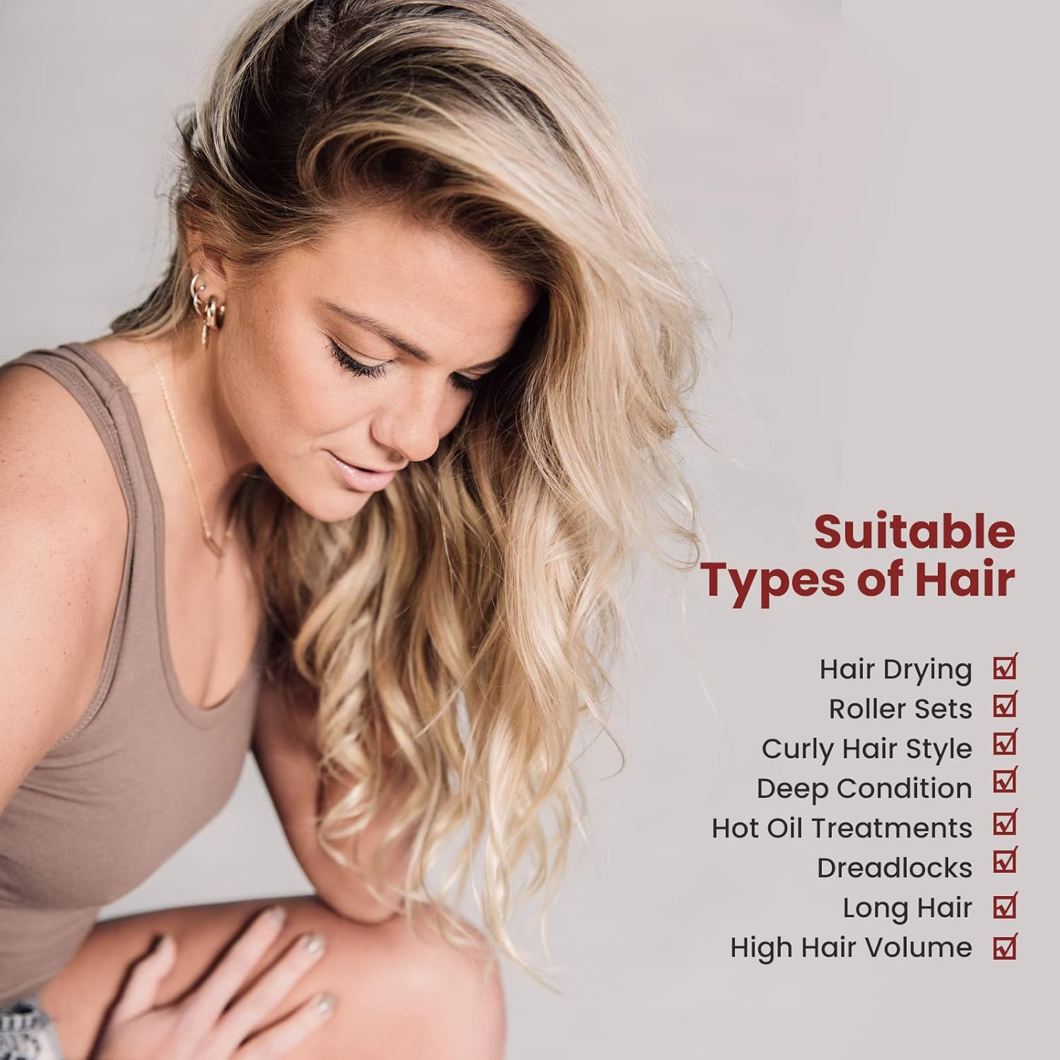 Segbeauty Bonnet Hooded Hair Dryer Attachment, Extra Large Adjustable Deep Conditioning Cap, Upgraded Hair Drying Hoods with Elastic Strap for Natural Curly Textured Hair Care, Fast Drying, Styling image number 3