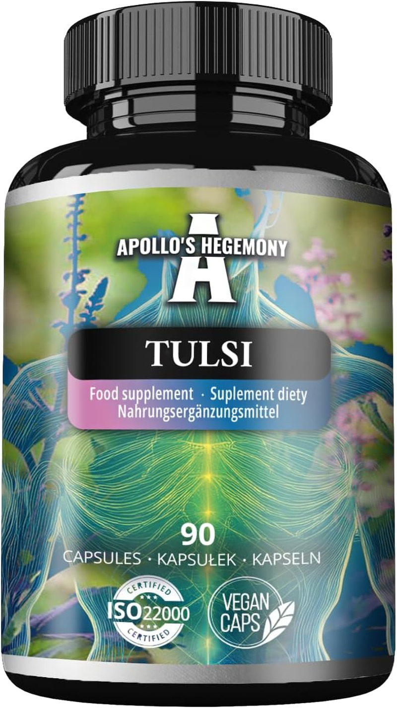 Tulsi Holy Basil 500 Mg - Extract at 5% Ursolic Acid - 90 Vegan Capsules - 90 Days Supply - Stress Resilience Support - by Apollo'S Hegemony image number 1