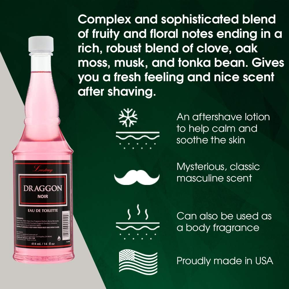 Clubman Lustray Draggon Noir Eau De Toilette, Post Shave Lotion, Soothes Skin after Shaving, 14 Fl Oz image number 3