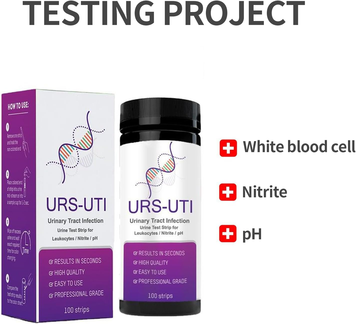 Uti Test Strips, Simple, Fast and Accurate Results Urine Test Strips, Ketone Test Strips, for Urine Analysis of Nitrite, Ph and Leukocytes image number 3