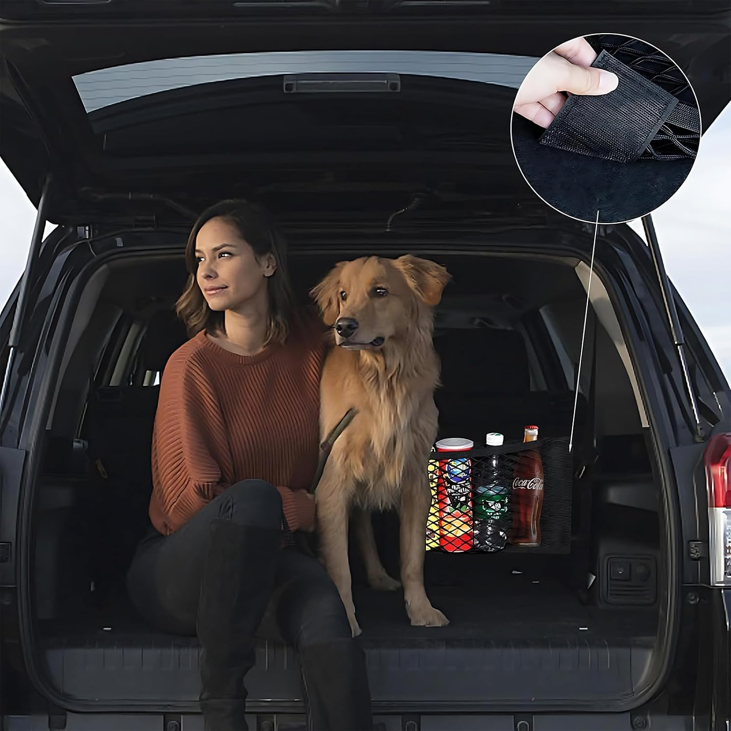 CHEUNGHAO 2-Pack 25X80Cm Elastic Mesh Storage Pockets with Hook & Loop Tape - Versatile Cargo Net Wall Sticker Bags for Car, RV, and Home Organization image number 3