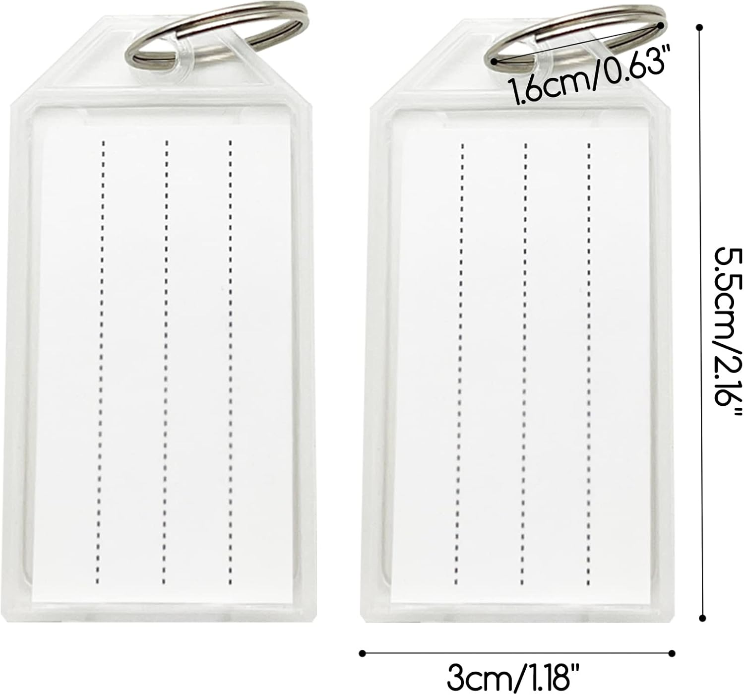 10 PCS Plastic Key Fobs with Labels and Key Rings, Semi Transparent, USB, ID Tags, Luggage Name Tags