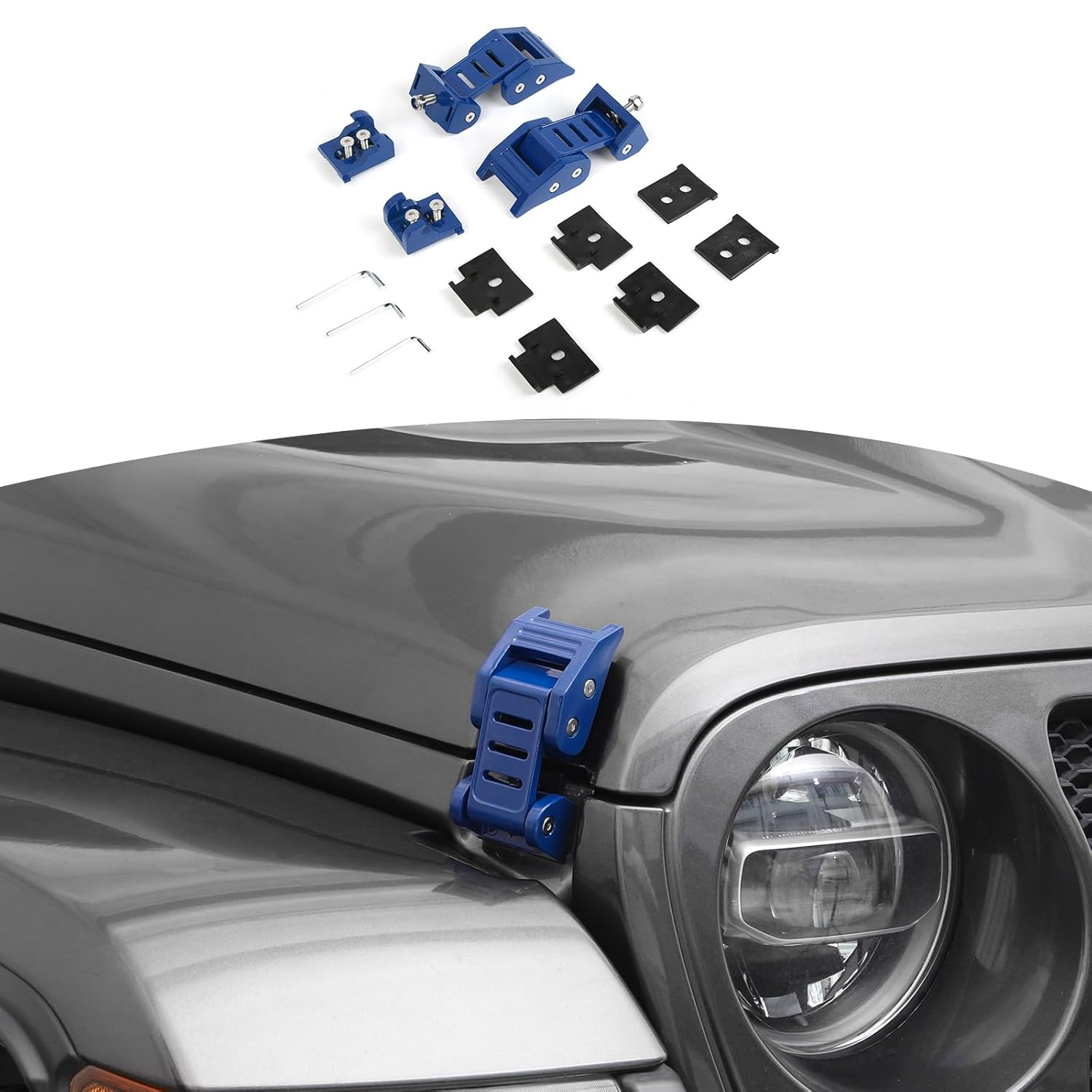 RT-TCZ Hood Latches for Jeep Wrangler & Gladiator | Black Aluminum Alloy & Stainless Steel Locking Catch Kit | Fits JK (2007-2017), JL (2018+), JT (2020+) | Screw Style