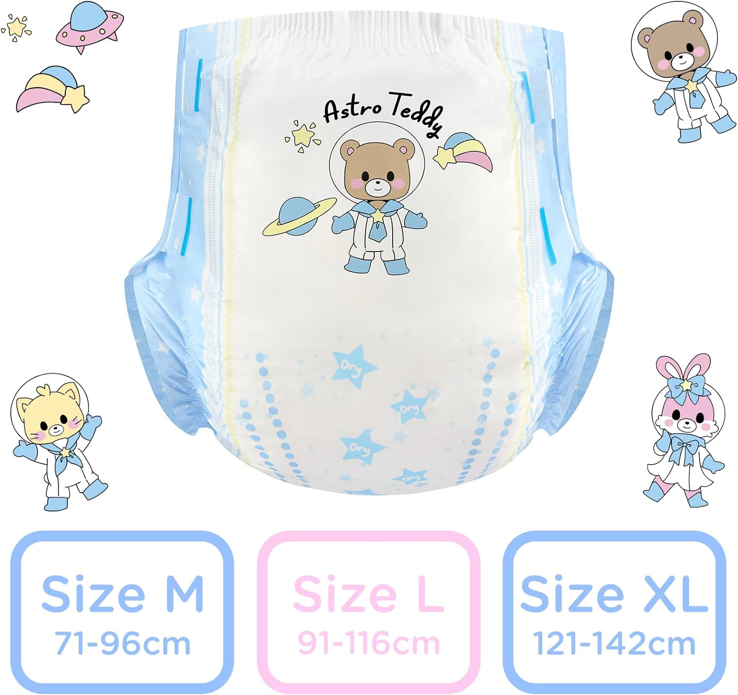 Littleforbig Printed Adult Brief Diapers 2 Pieces - Astro Babies(M) image number 1