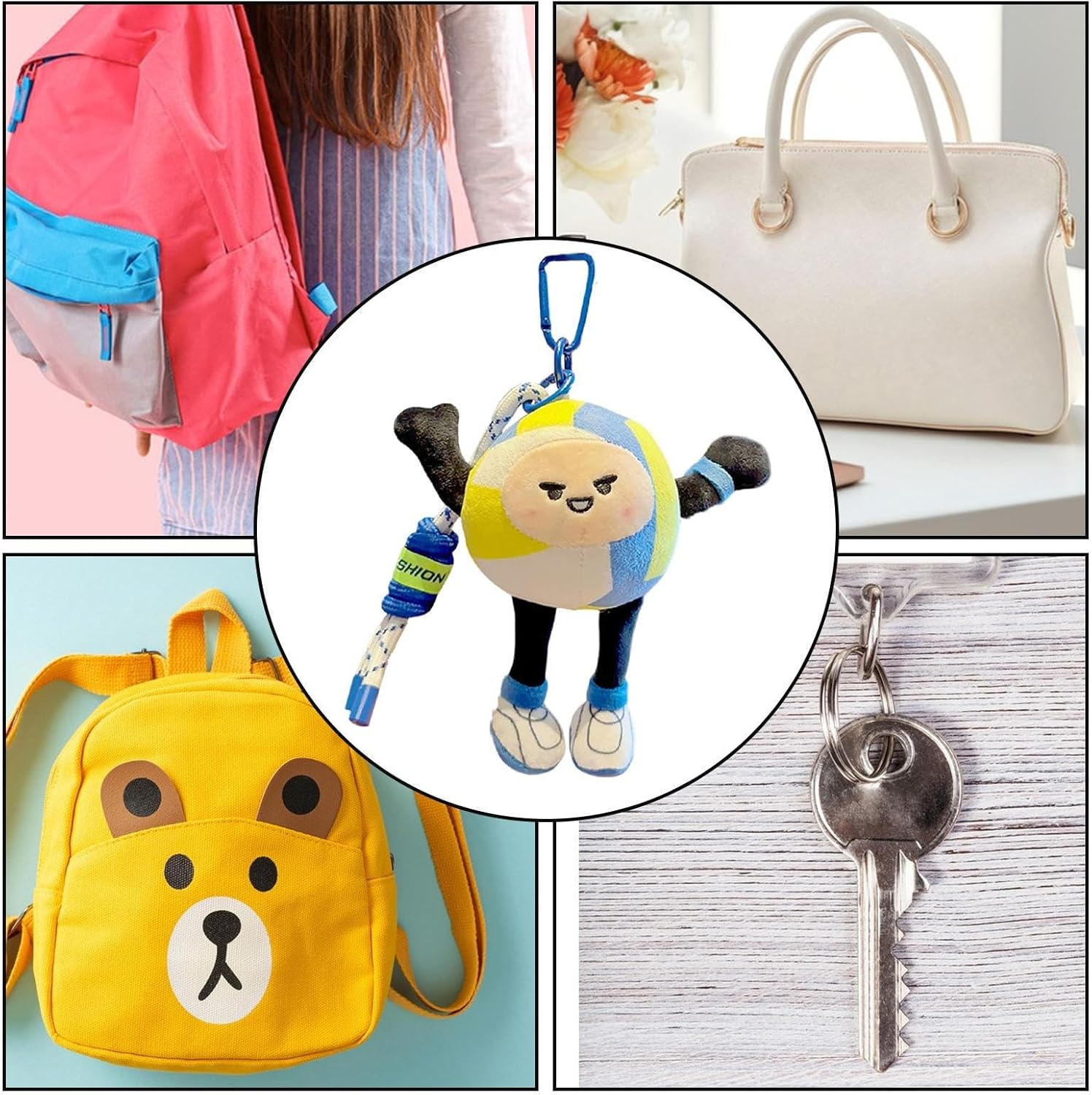 Plush Football Bunk - Soft Ball Key Ring, Cute Mini Keys | Sporty Pendant Toy for Football Lovers, Small Bag Accessory Bag, Gift Portable Keychain, Key Decoration image number 3