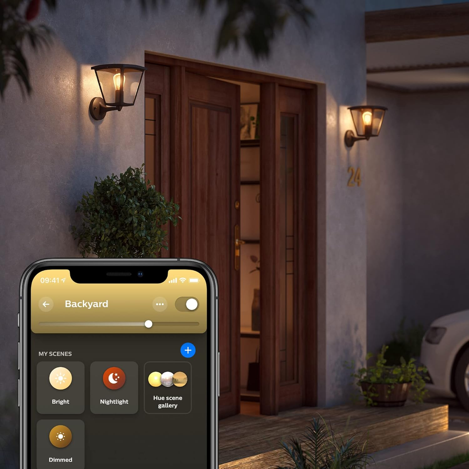 Philips Hue Inara White Smart Light Wall Lantern. (Black) for Outdoor Smart Home Lighting, Patio, Terrace and Garden image number 4