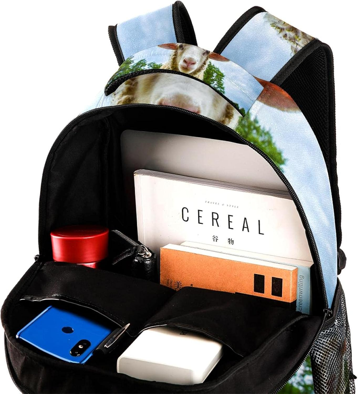 Sheep Looking at the Camera Backpack Students Shoulder Bags Travel Bag College School Tote Backpacks image number 3