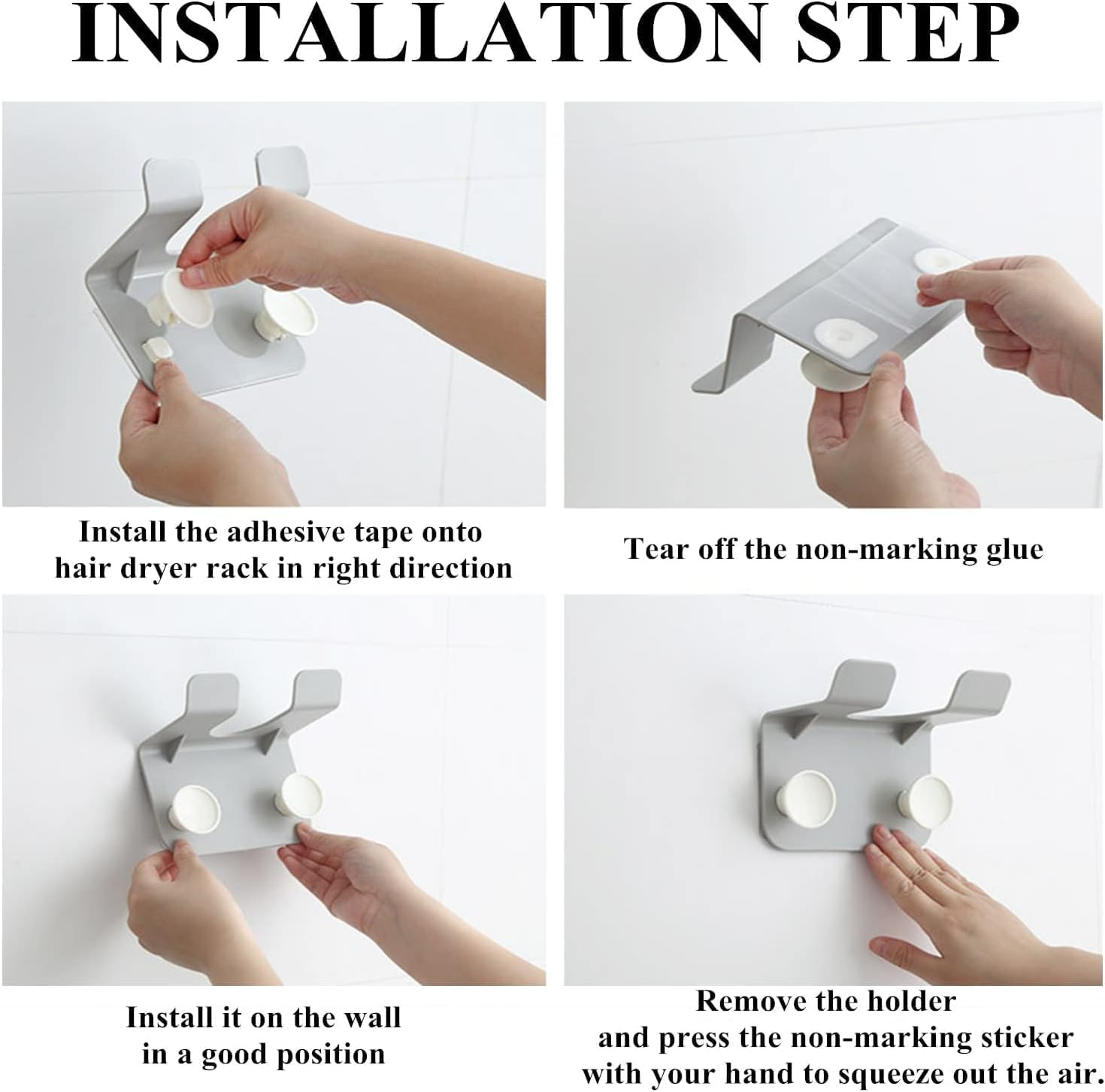 Self Adhesive Blow Dryer Holder with Wire Organizer,1Pc Bathroom Hair Dryer Rack Hair Dryer Holder with Wire Organizer,Hair Dryer Wall Mount Holder Blow Dryer Rack Hair Dryer Rack with Wire Organizer image number 5