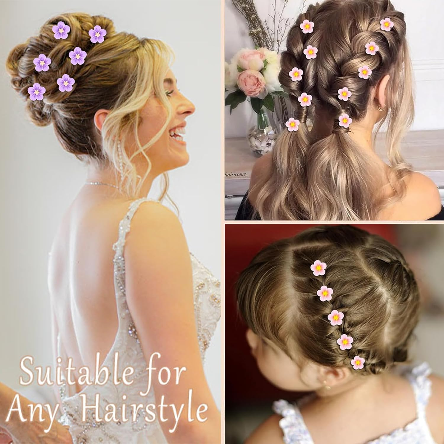 Ruzister 20 Pieces Colorful Mini Flower Hair Clips Cute Flower Hair Clips Decorative Hair Clips Bridal Wedding Hair Accessories for Girls and Women image number 6