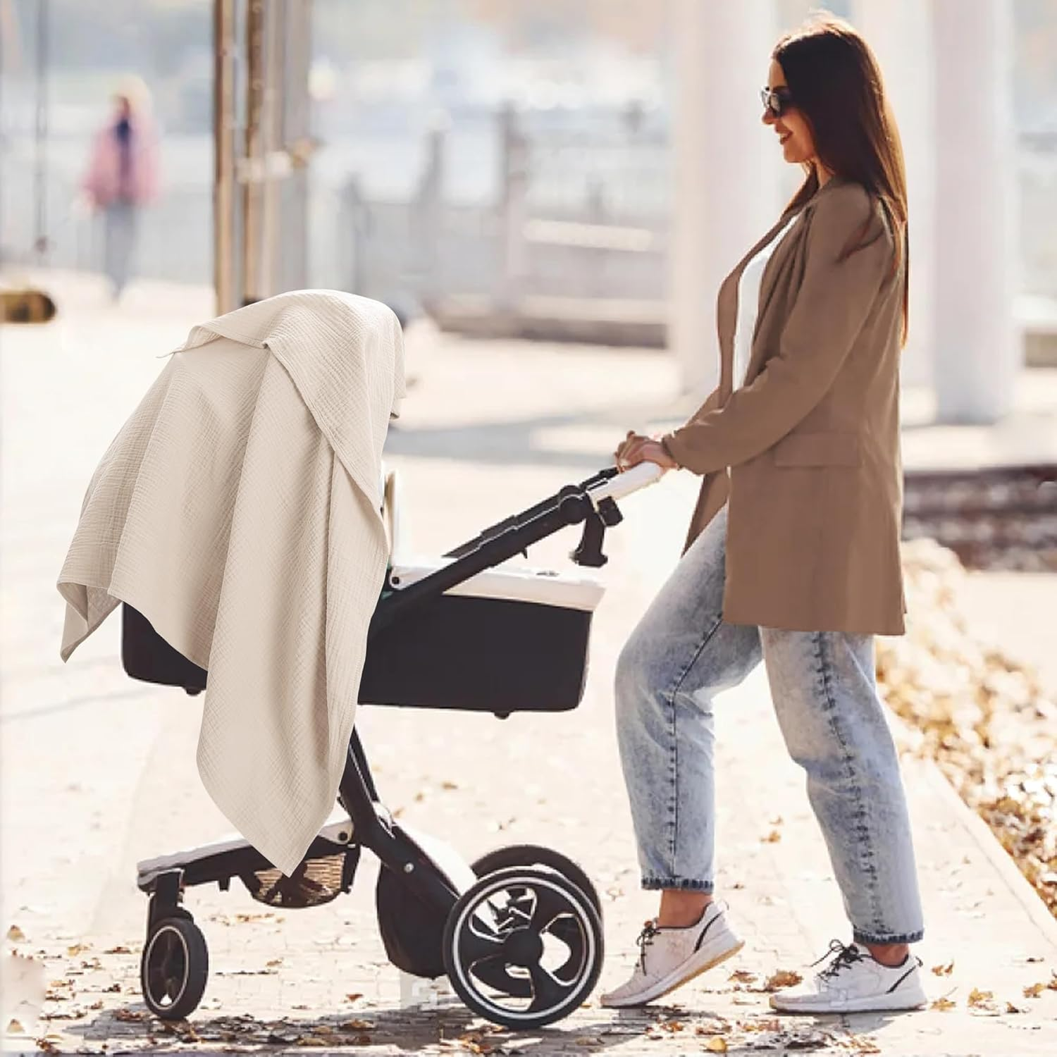 Susurration Muslin Swaddle Blanket Baby,100% Cotton Baby Receiving Blanket Soft Thin Baby Swaddle Blanket for Unisex Newborn 40X40In 2Pack (Dark Green) image number 5