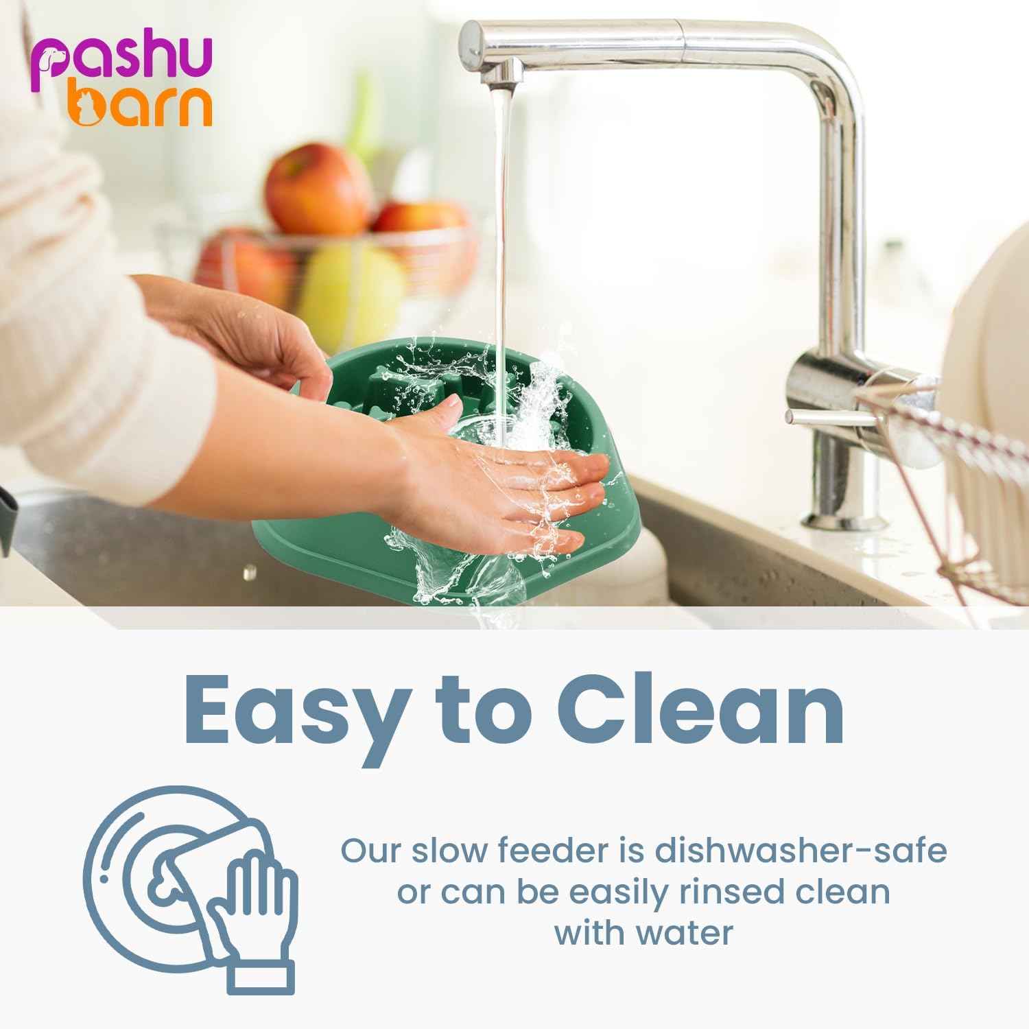 Pashu Barn Large 500Ml Slow Feeder Dog Bowl - Interactive Pet Feeder Anti-Slip Base to Promote Healthy Eating, Reduce Overeating, Bloating, Vomiting, and Obesity - (Green) image number 1