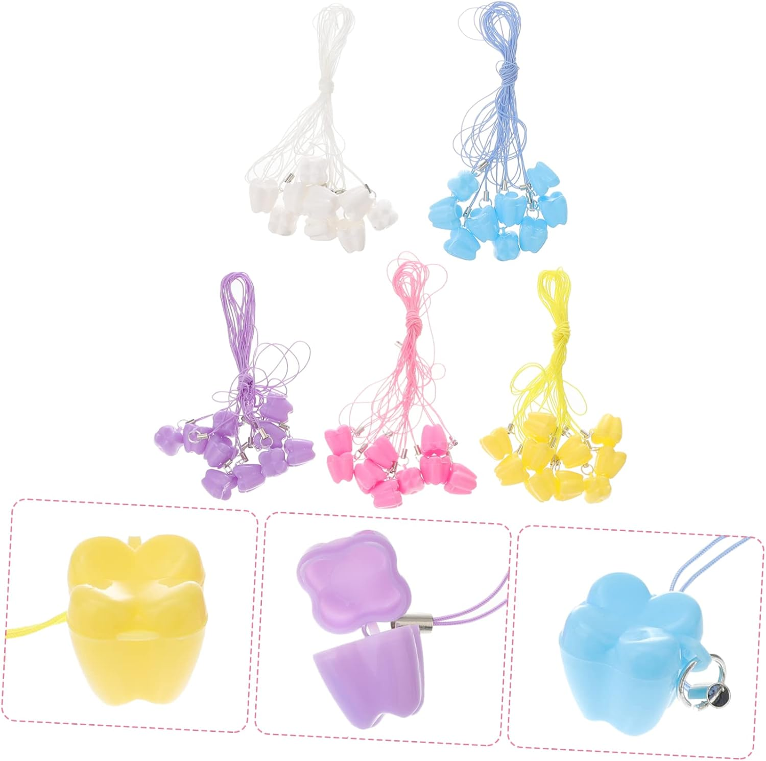 50Pcs Tooth Storage Box Plastic Keepsake Organizer for First Lost Teeth Safe Smooth Finish Boys Girls Random Colors Included image number 6