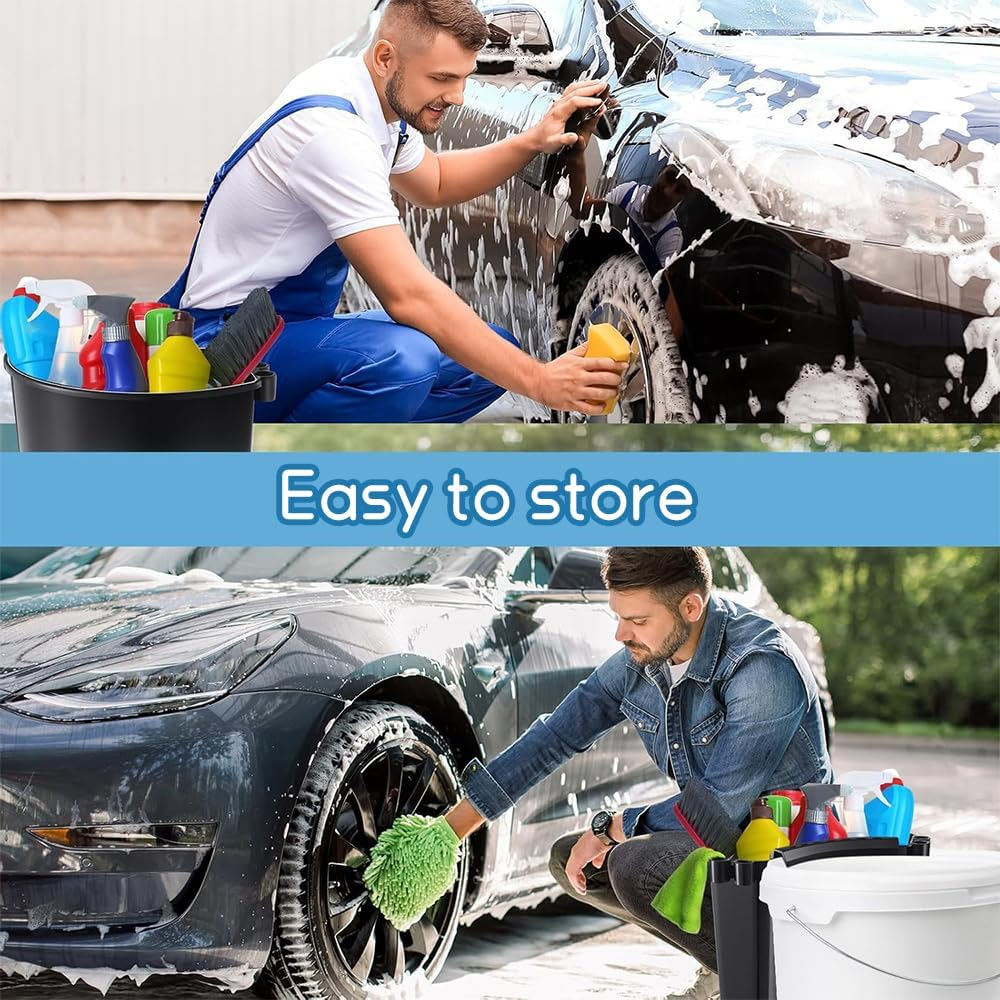 Car Hanging Beauty Bucket Storage Box, Multifunctional Portable Car Wash Tool Hanger, Cleaning Tool Cleaning Bucket, Suitable for Kitchen, Picnic (Black) image number 4