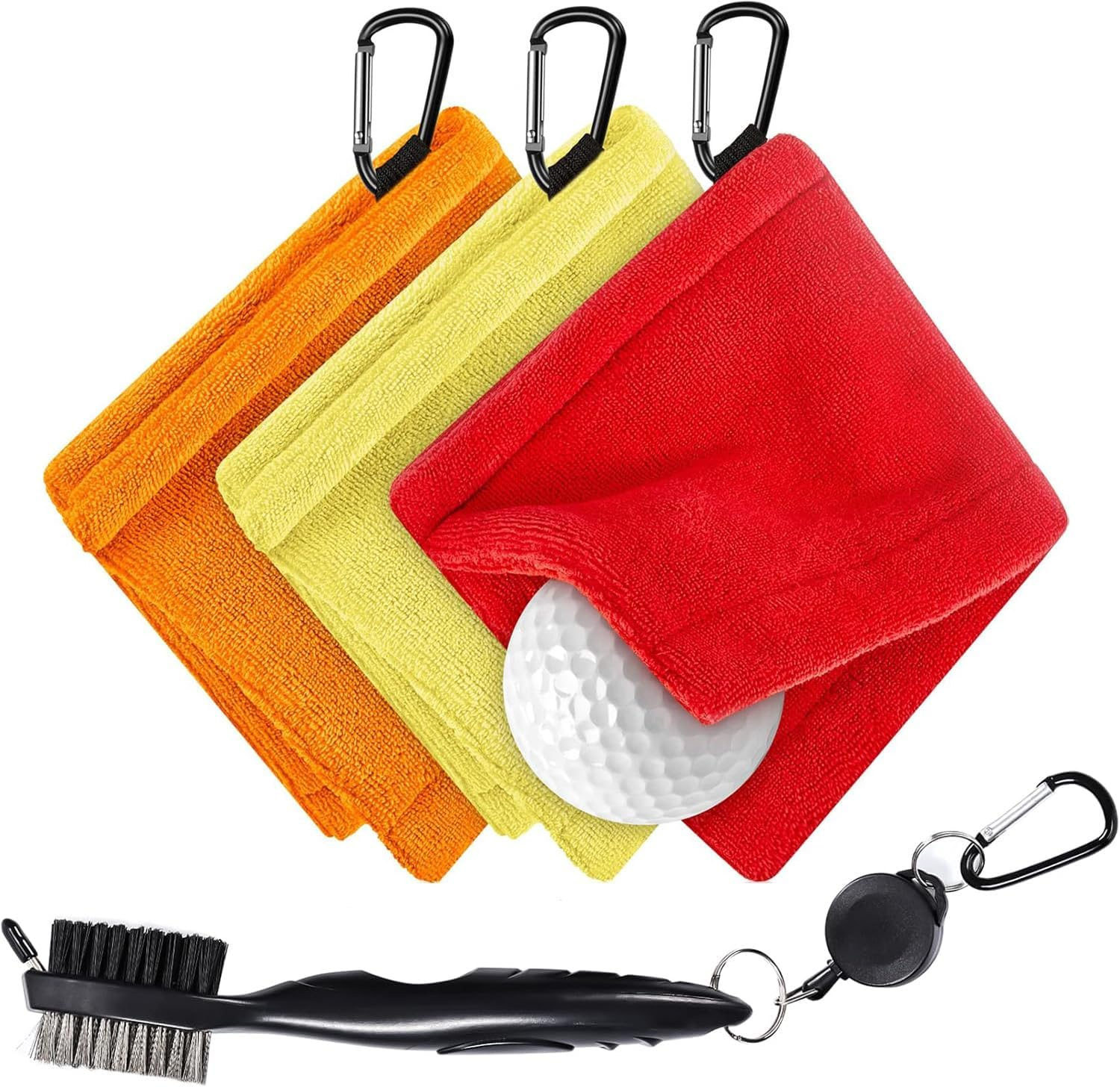 Golf Ball Towel 5.5 X 5.5 Inch, Small Golf Pocket Towel with Clip Portable Golf Cleaner Accessories for Men Women image number 4