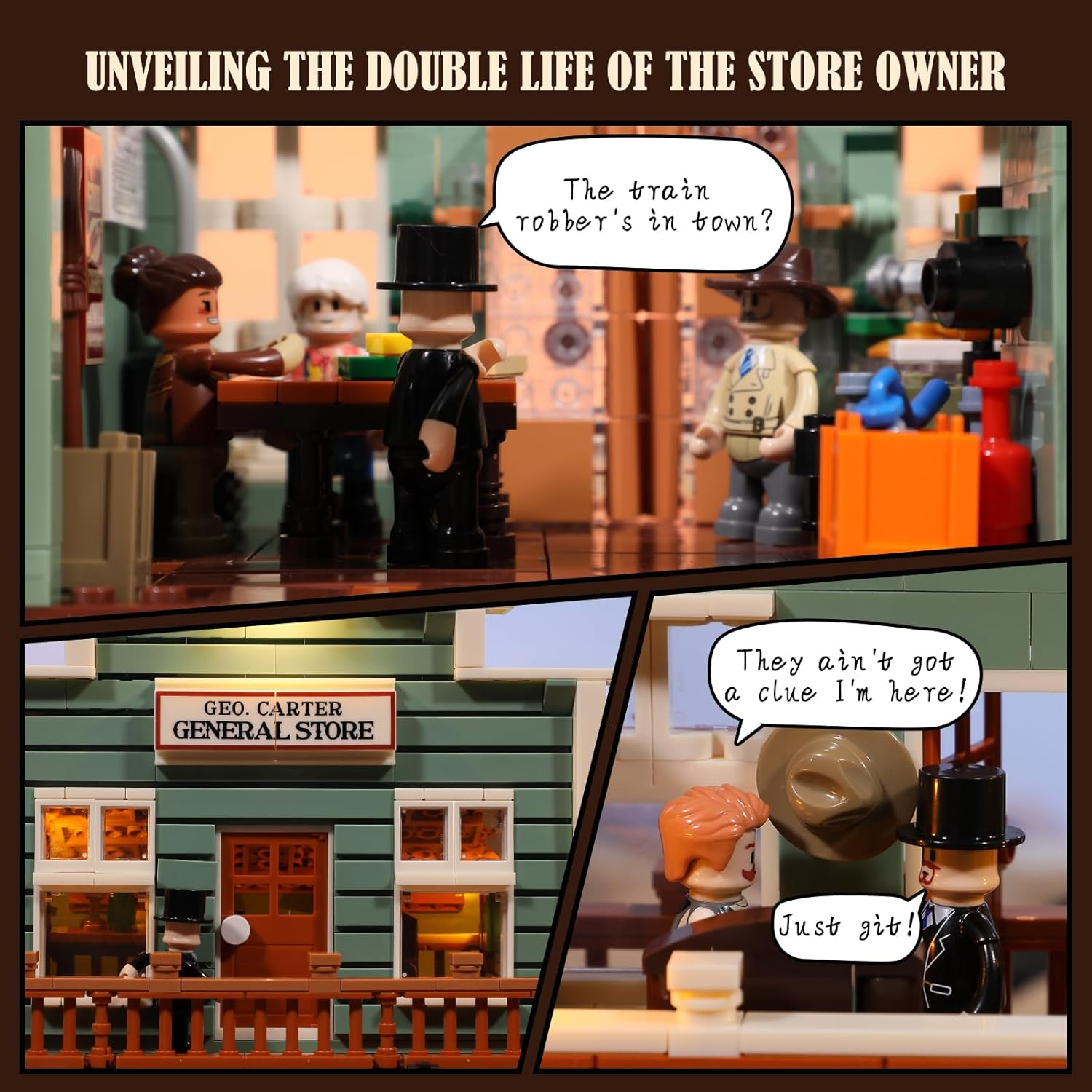 FUNWHOLE Western General Store Lighting Building-Bricks Set - 1895 Pcs the Old West Town Collection Display Set for Adults and West Lovers image number 1