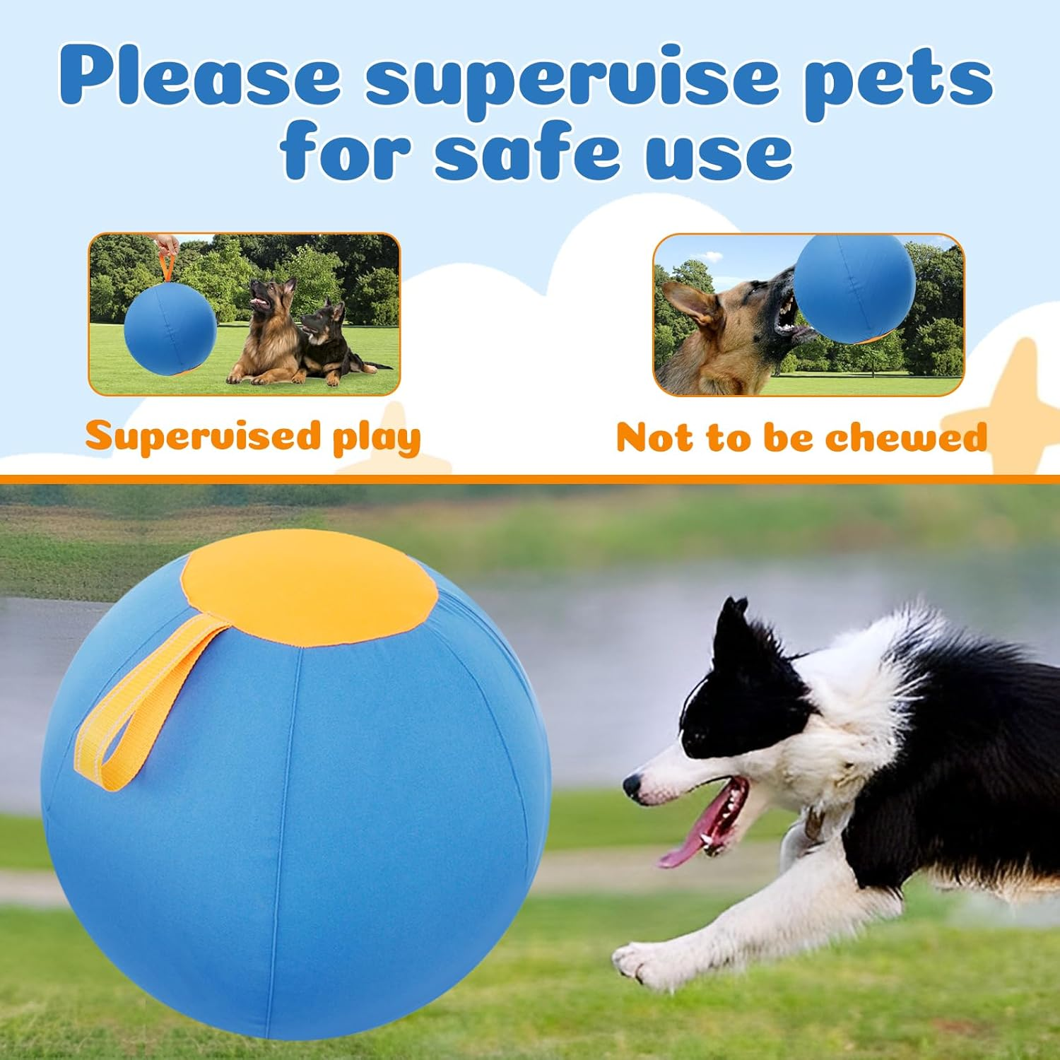 Herding Ball for Dogs, 18Inch Herding Dog Ball, Agility Training Equipment, Interactive Herding Horse Ball with Portable Handle, Herding Dog Toys for Australian/German Shepherd (L) - S image number 6