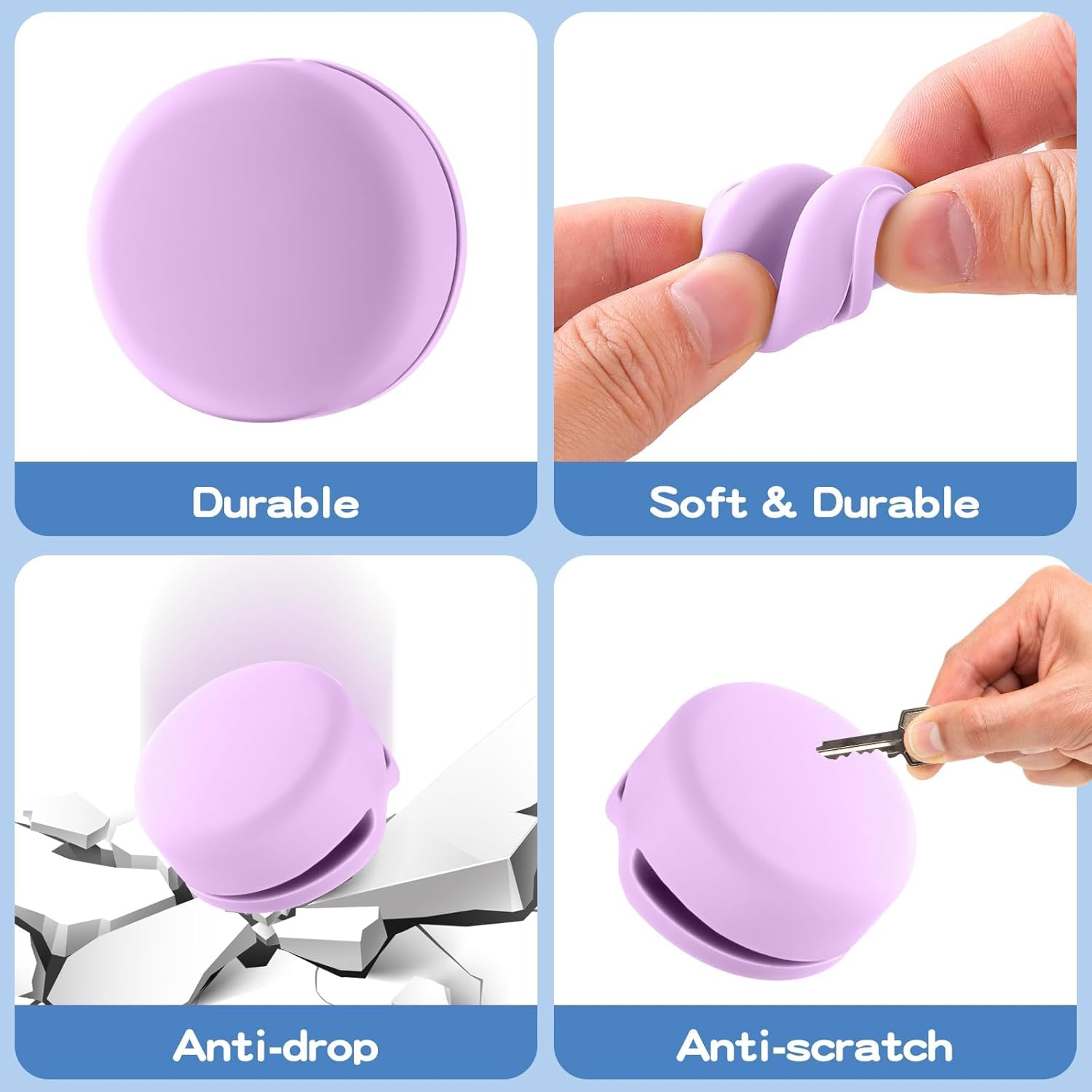 Hidden Silicone Air Tag Case Holder for Children Shoes Shoestring Accessories, Waterproof GPS Tracker Covers for Backpack, Pet, Dog, Cat Collar (Black, Blue, Pink Purple) image number 4