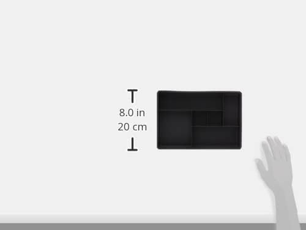 Madesmart Set of 2 Plastic 6-Compartment Drawer Organizer Gadget Trays, Multipurpose Storage Bins for Drawers, Granite, 10.75 X 7.5 X 2.6 Inches