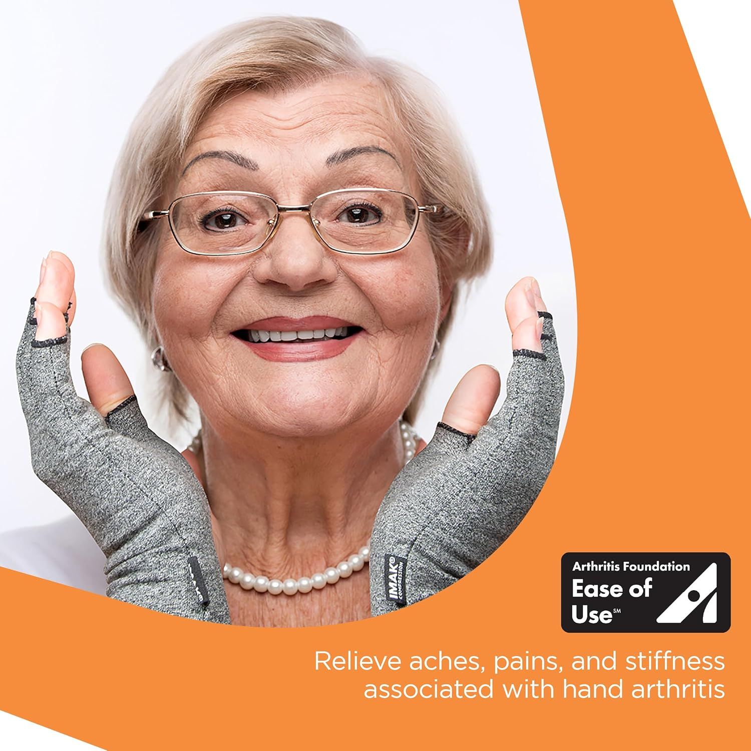 IMAK Compression Arthritis Gloves, Relieves Arthritic Aches, Pain, & Joint Swelling, Open Fingertip Gloves Provide Compression, Warmth, & Comfort, Increases Poor Circulation, Small, Pair, up to 7.94Cm image number 3