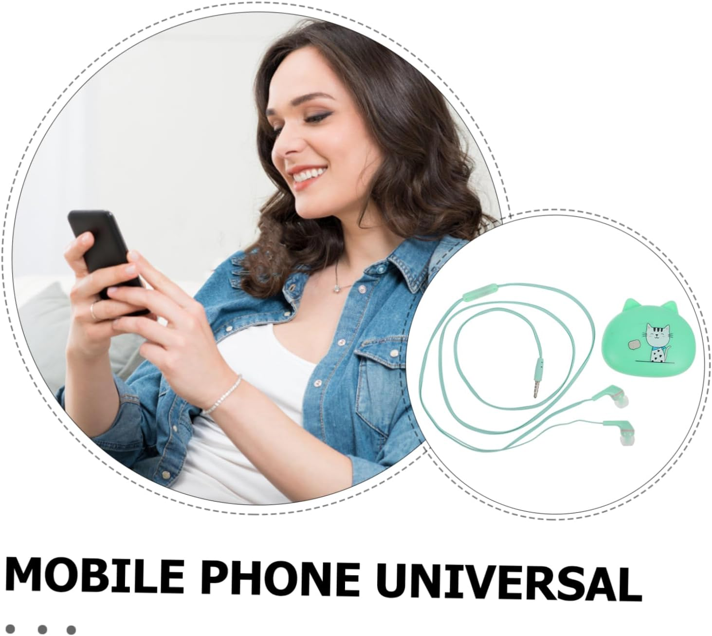 TOYZFRIENDY Universal In-Ear Corded Earbuds with Microphone for Smartphones, High Sound Quality Headphones, Wired Portable Earphones in Green for Gaming and Daily Use image number 2