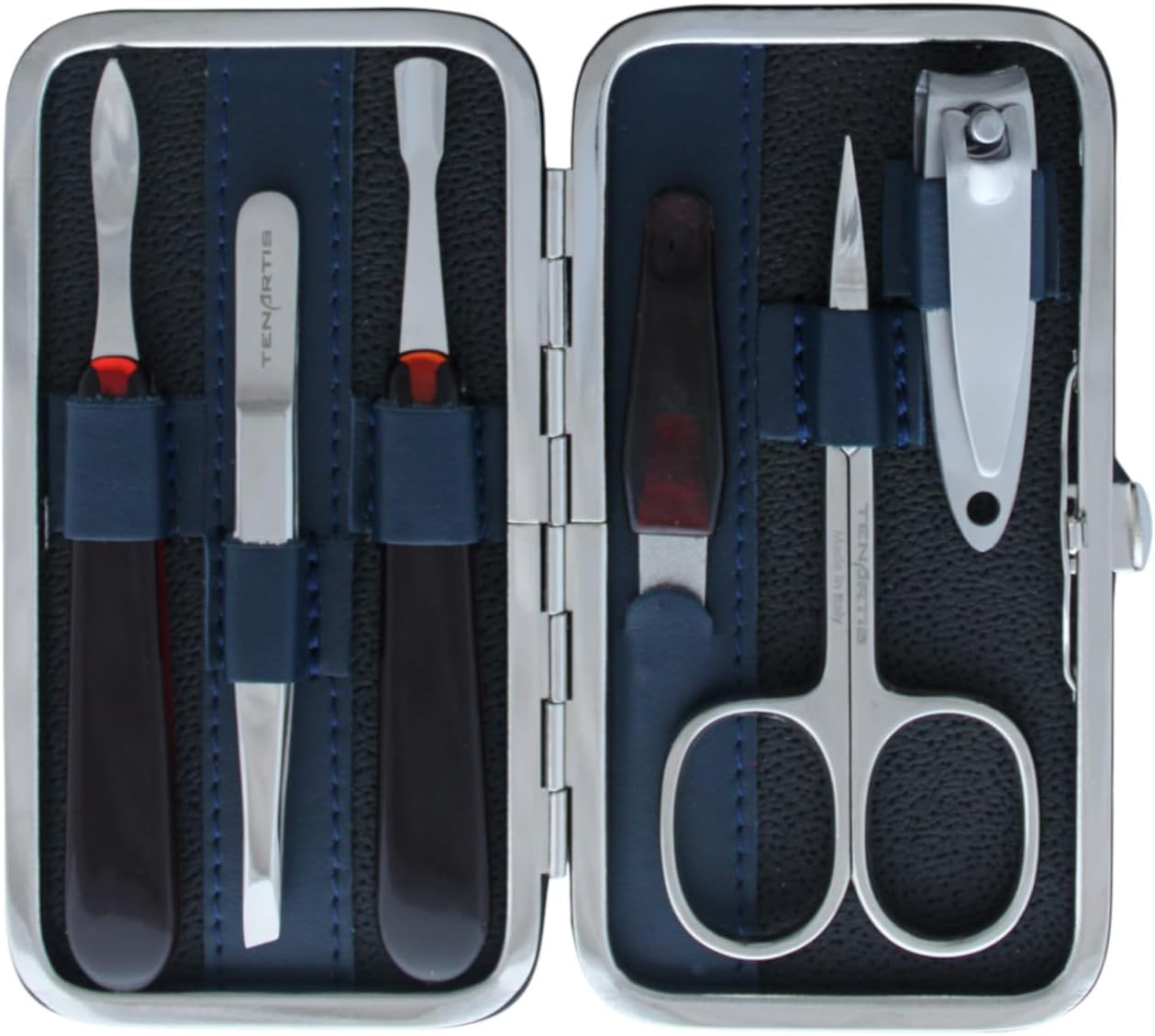 Tenartis 322 6-Piece Manicure Case Made of Genuine Leather - Shiny Grey Croco image number 2