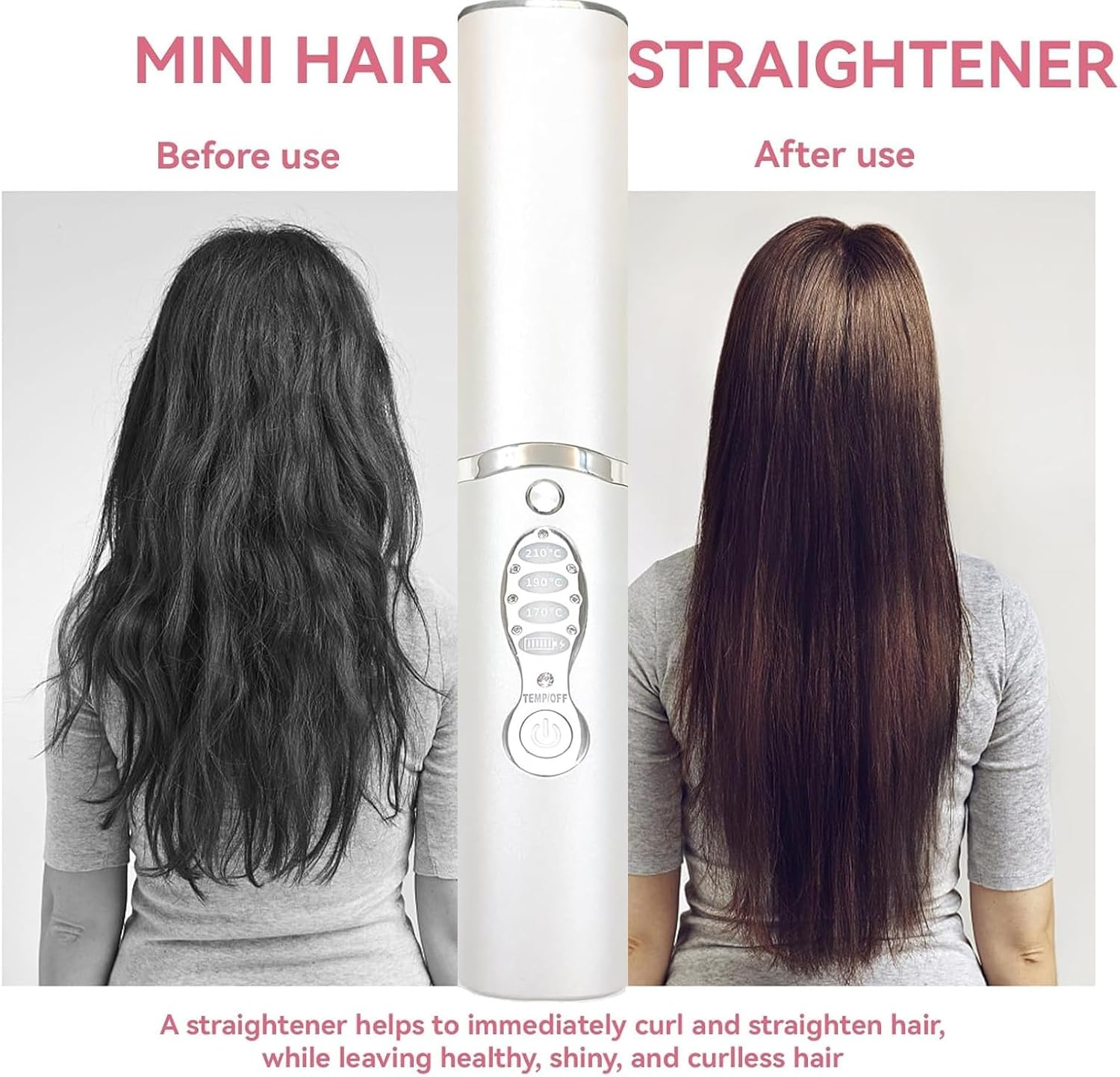 Cordless Hair Straightener Curler, Portable Wireless Hair Straightening and Curling, Titanium Flat Iron, Fast Heating in Seconds, USB Rechargeable, Lightweight for Travel image number 4