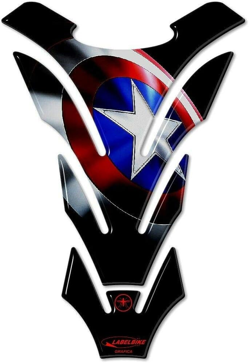 Labelbike - 3D Sticker Tank Pad Motorbike Decoration and Protection Universal in Resin - Color Black Red Gold